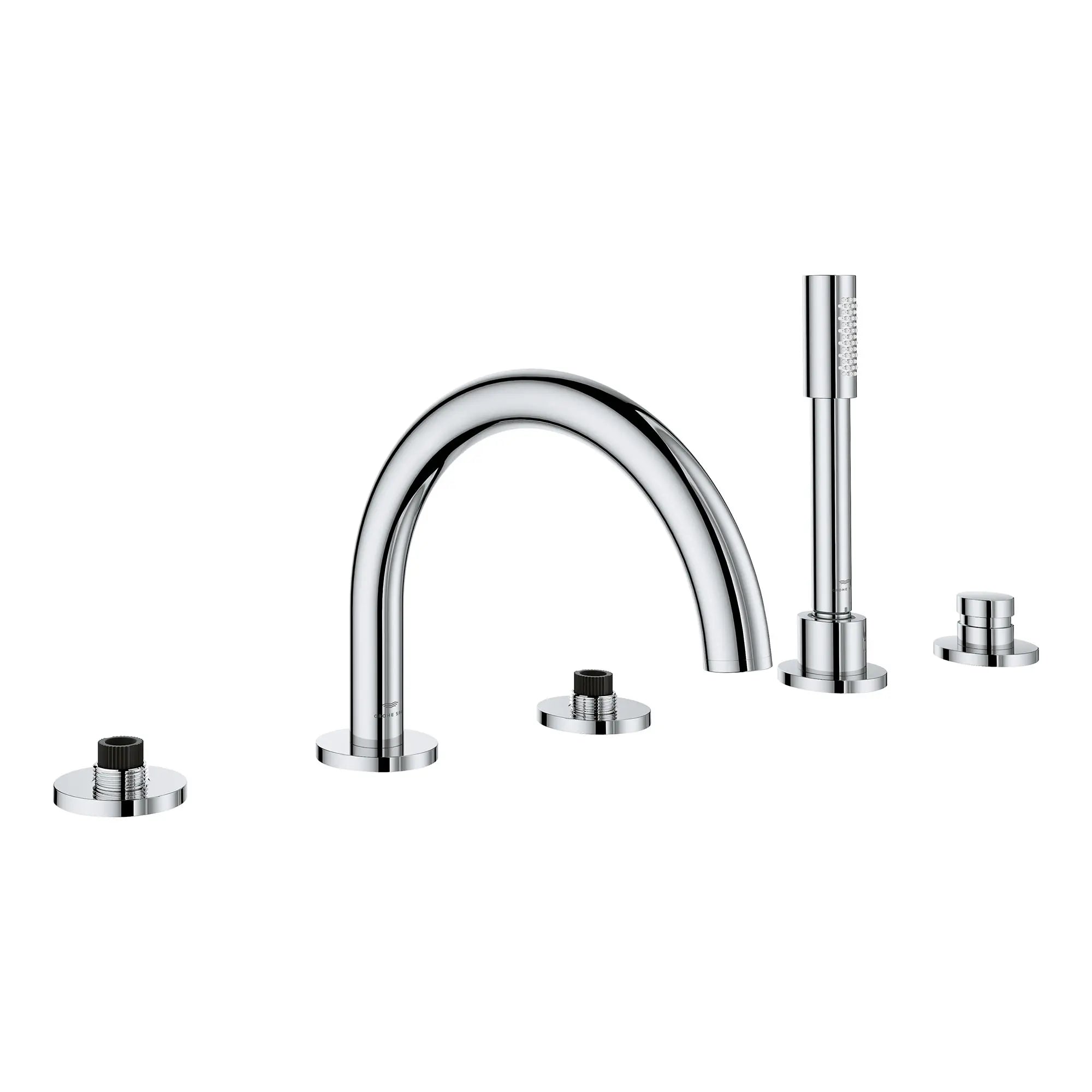 Robinet à trous pour baignoire romaine, à 2 poignée avec douchette 6,6 L/min (1,75 gpm)  // CHROME STARLIGHT GROHE // 163441_Atrio_SiloRight_25274000_003_Feb2023_0_CDNwebp.webp