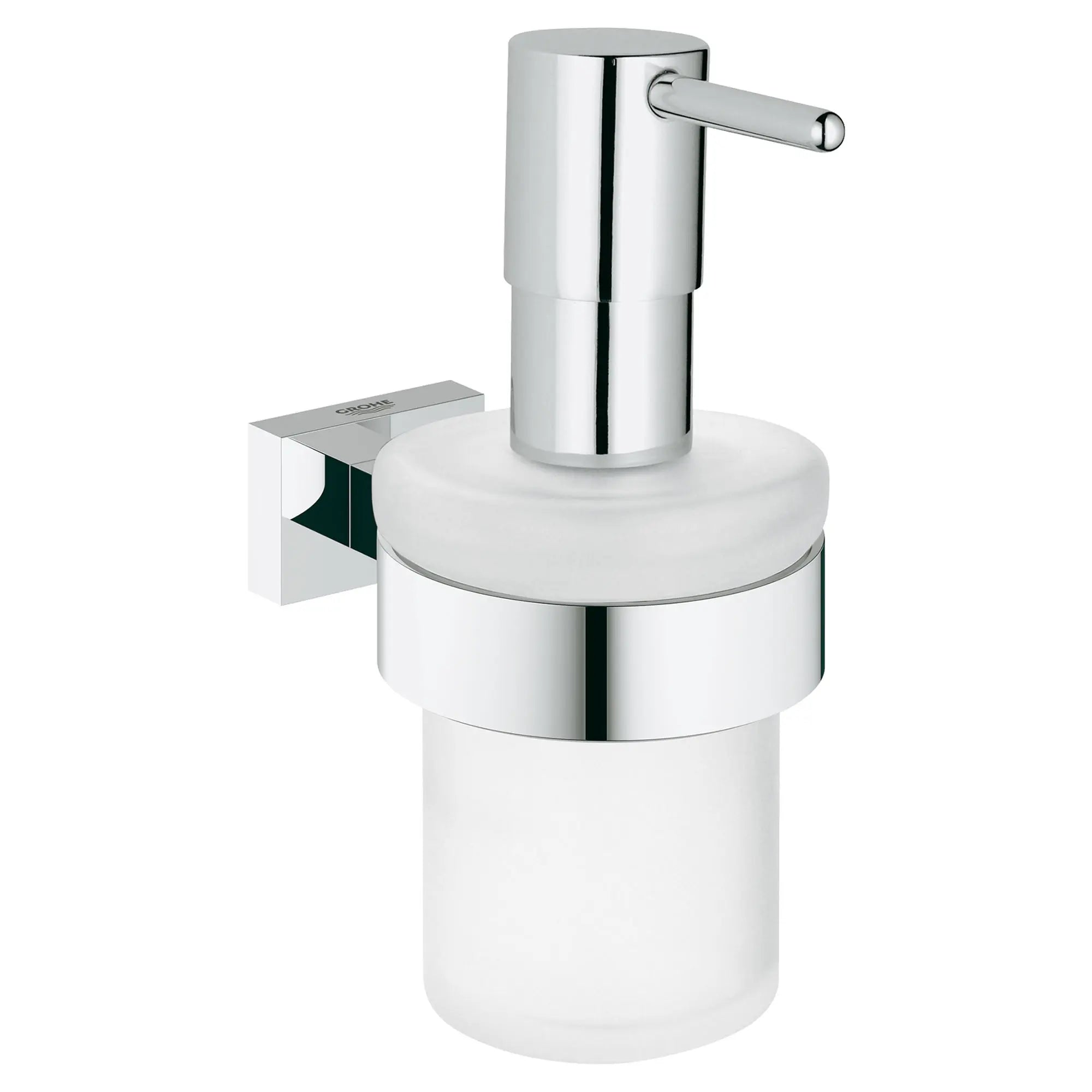 Essentials Cube Distributeur à savon avec support // CHROME STARLIGHT GROHE // 163516_40756001_0_CDNwebp.webp