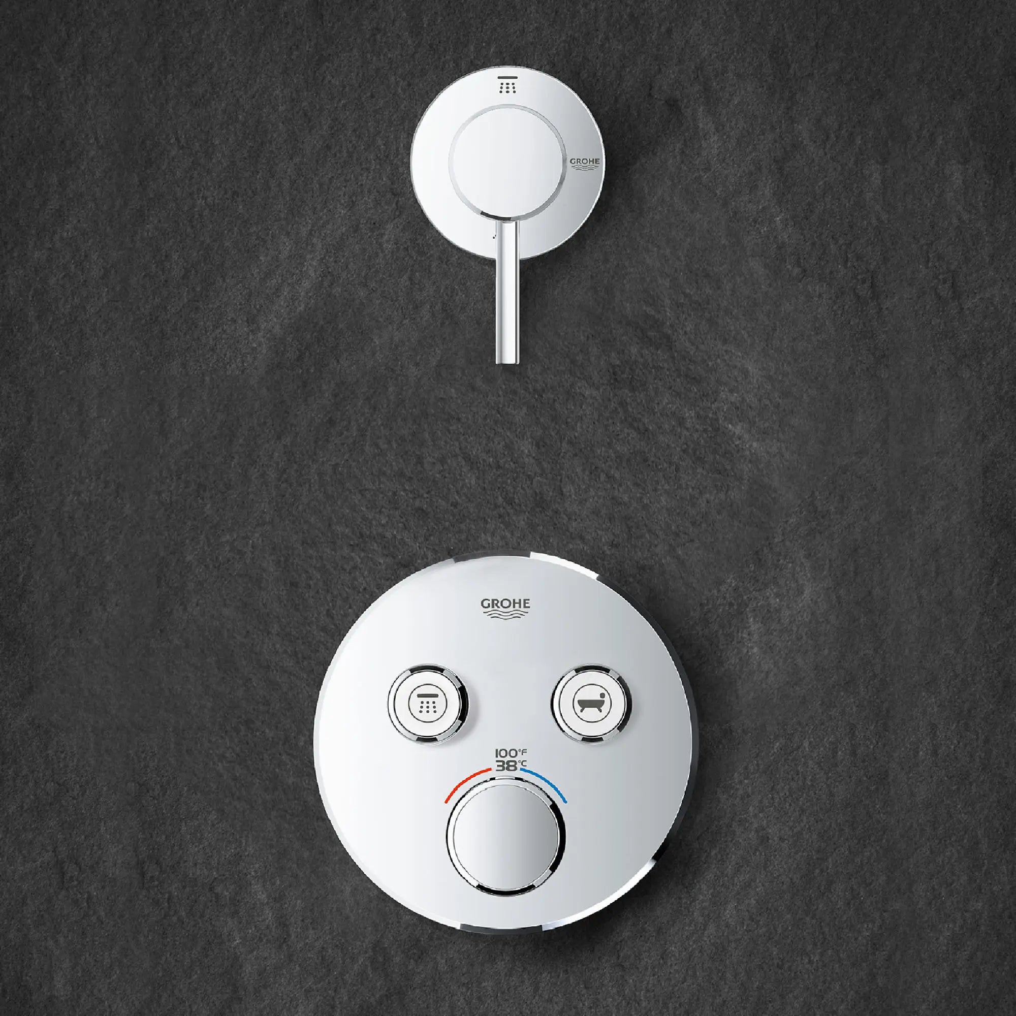 GrohTherm SmartControl Garniture de valve thermostatique à fonction double // CHROME STARLIGHT GROHE // 163548_29137000_29108001_0_CDNwebp.webp