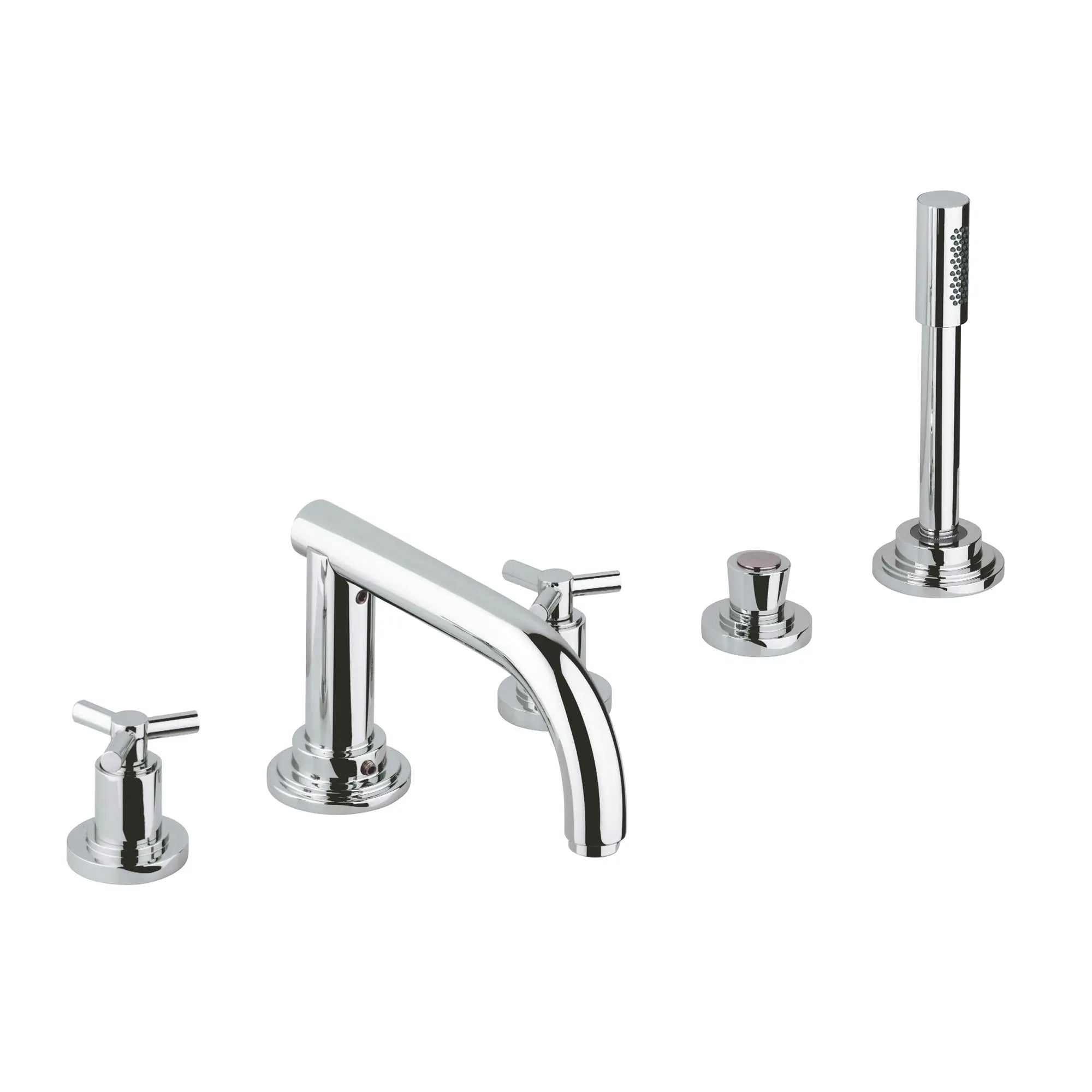 Robinet de bain avec douchette // CHROME STARLIGHT GROHE // 163594_25049001-ATRIO-Five-Hole-Bathtub-Faucet-with-Handshower-Starlight-Chrome-Silo-2_0_CDNwebp.webp