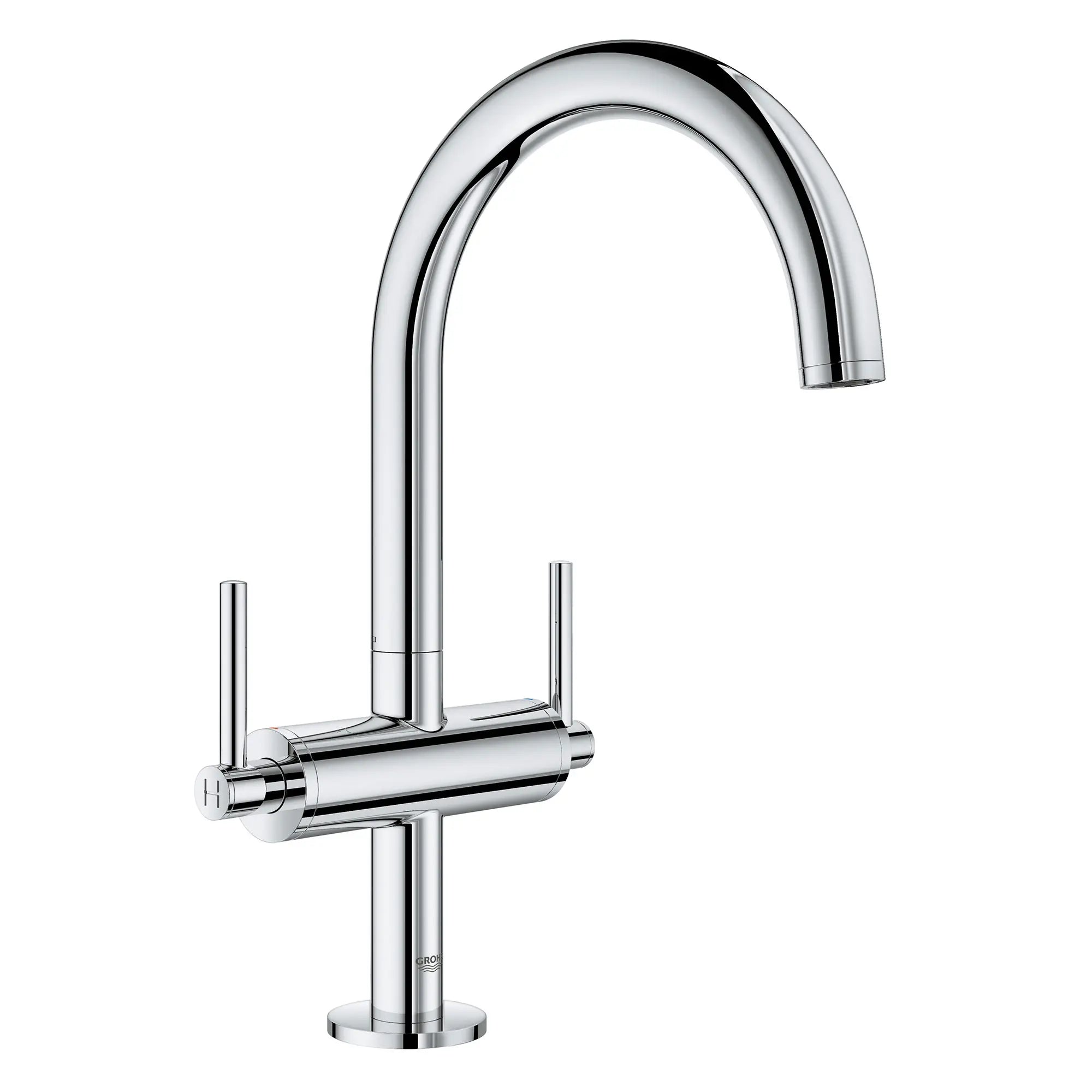 Robinet monotrou à bec haut // CHROME STARLIGHT GROHE // 163600_21027003-Atrio-Single-Hole-Bathroom-Faucet-L-Size-in-Chrome-Silo-2_0_CDNwebp.webp