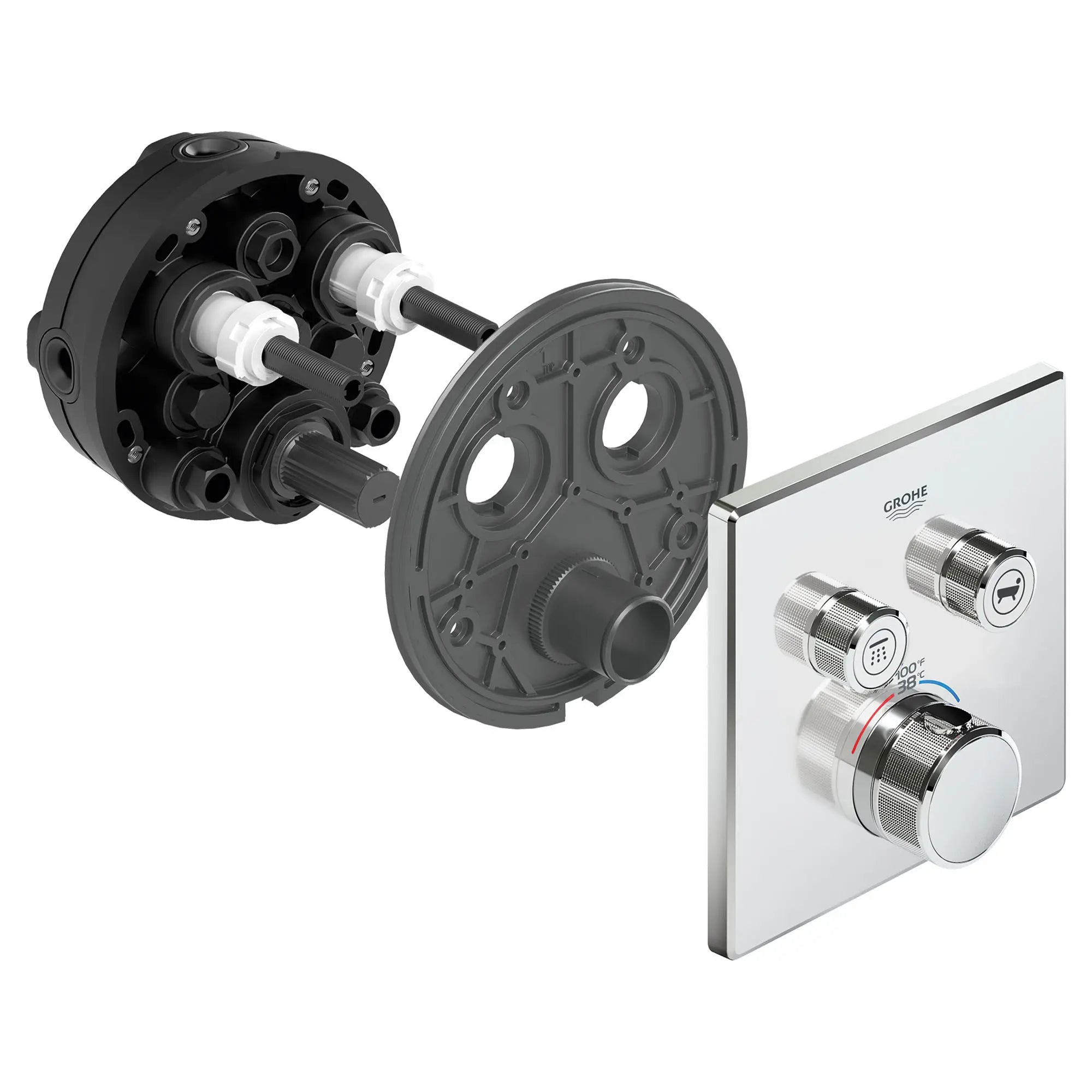 GrohTherm SmartControl Garniture de valve thermostatique à fonction double // CHROME STARLIGHT GROHE // 163697_29141000_2_0_CDNwebp.webp