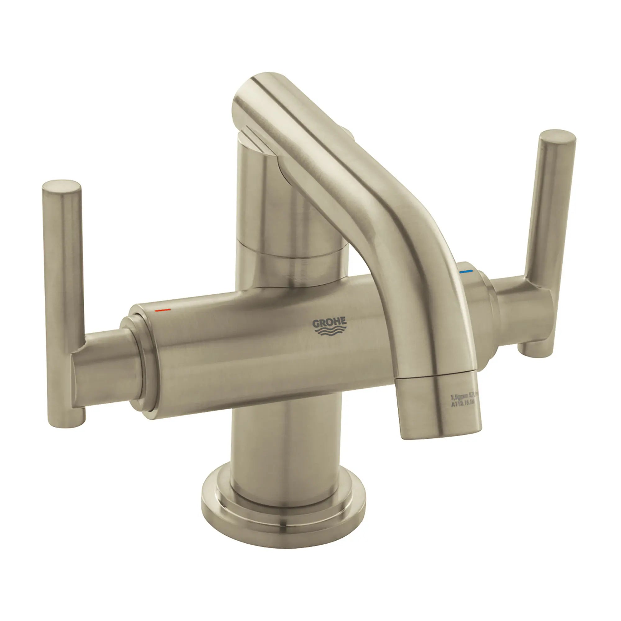 Robinetterie Lavabo monotrou 1/2"Taille M // NICKEL BROSSÉ INFINITYFINISH // 163759_21031EN0-Atrio-2-Handle-Single-Hole-Low-Arc-Bathroom-Faucet-15-GPM-in-Brushed-Nickel-Silo-2_0_CDNwebp.webp
