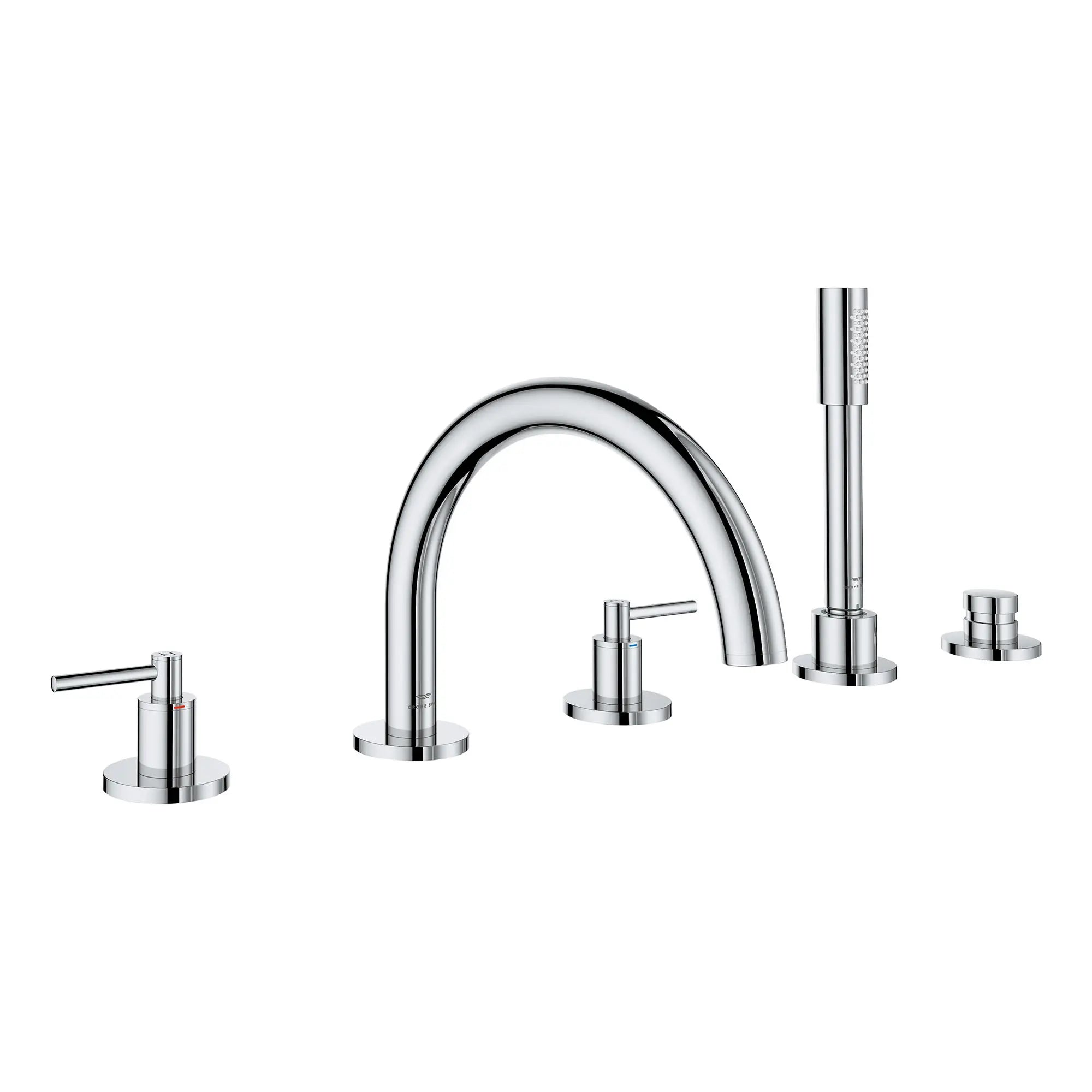 Robinet à trous pour baignoire romaine, à 2 poignée avec douchette 6,6 L/min (1,75 gpm)  // CHROME STARLIGHT GROHE // 163786_Atrio_SiloRight_25274000_002_Feb2023_0_CDNwebp.webp