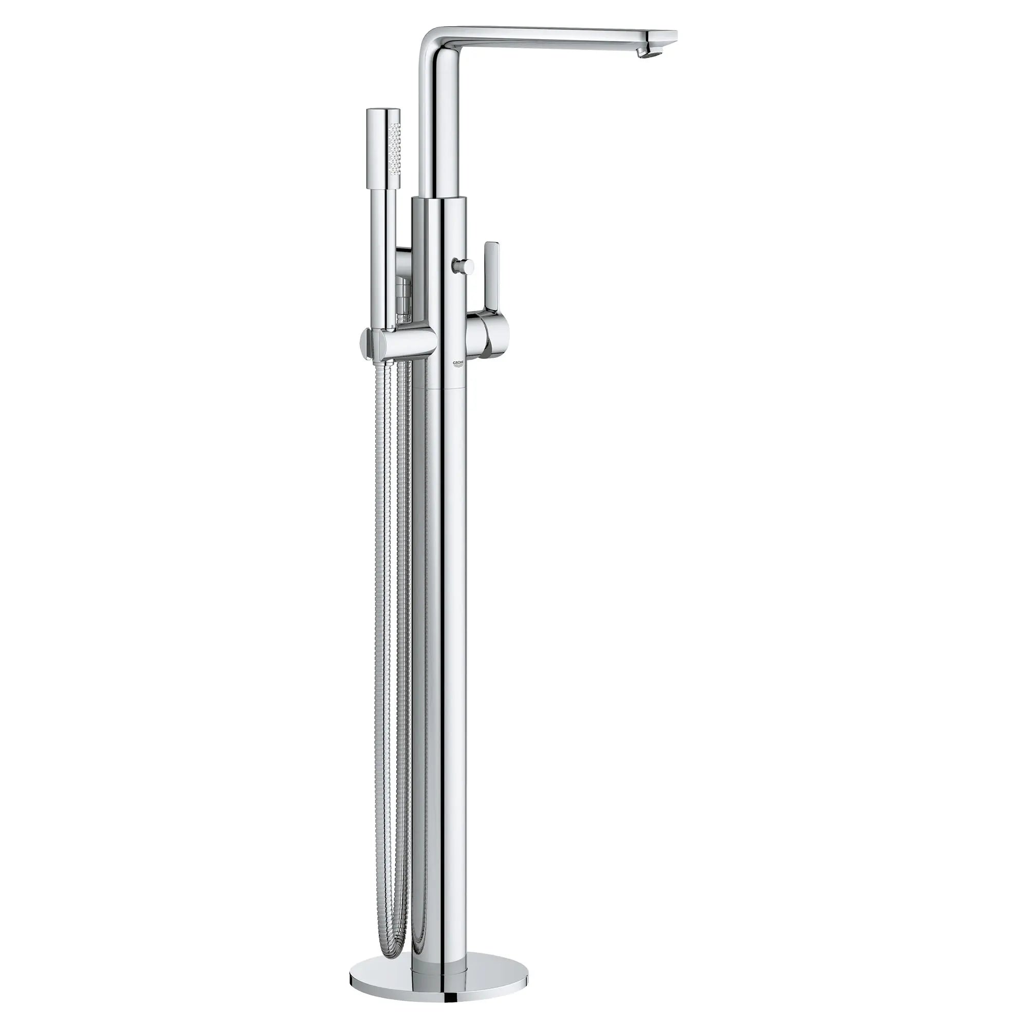 Lineare Robinet de baignoire autoportant à poignée simple avec douchette à 6,6 L/min (1,75 gpm) // CHROME STARLIGHT GROHE // 163812_23792001_0_CDNwebp.webp