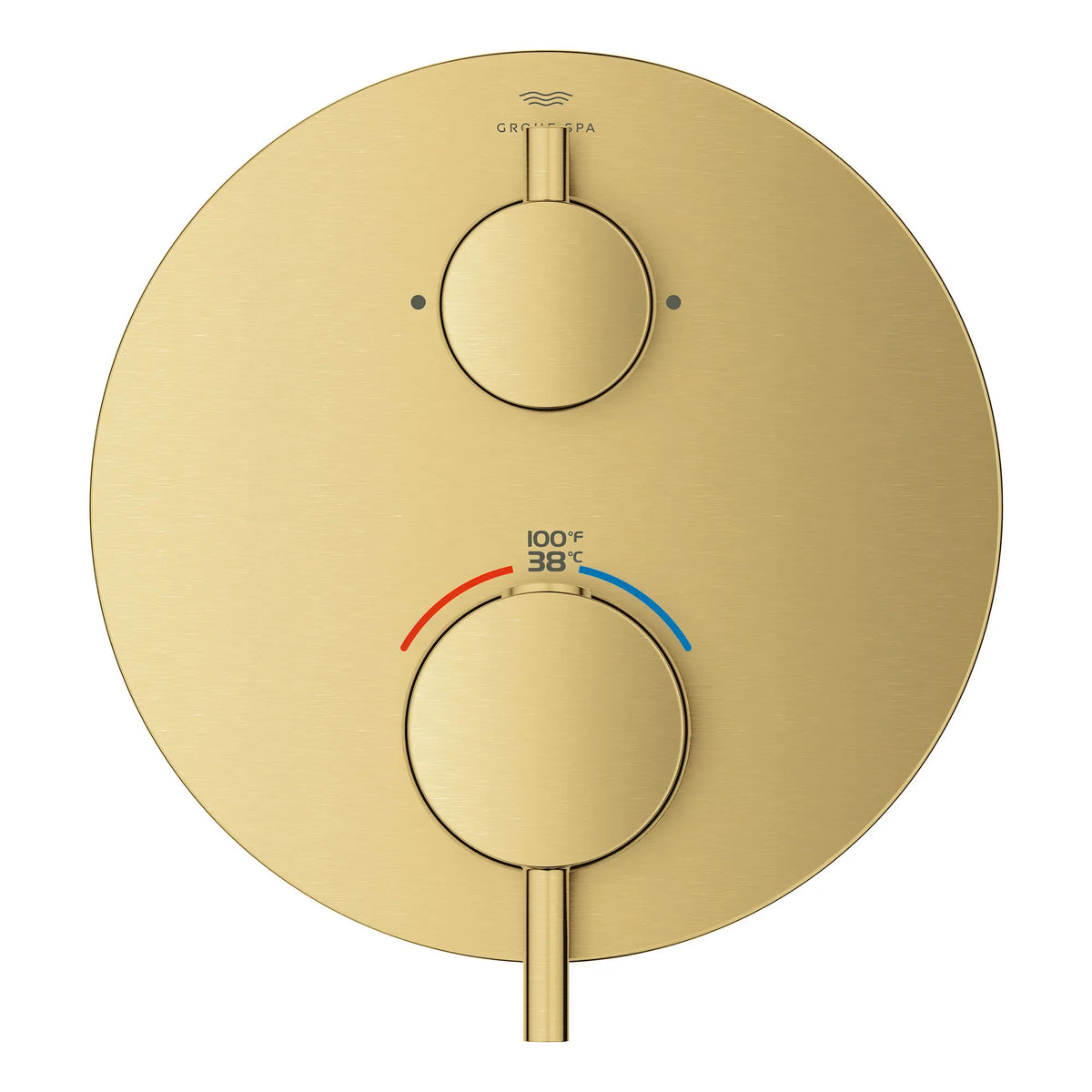 Garniture de robinet thermostatique à fonction double, 2 poignées // AUBE FRAÎCHE BROSSÉ // 163882_Atrio_SiloFront_24361GN0_0001_Feb2023_0_CDNwebp_71859e9f-6bbd-4850-b55f-7c76caf93c3f.webp
