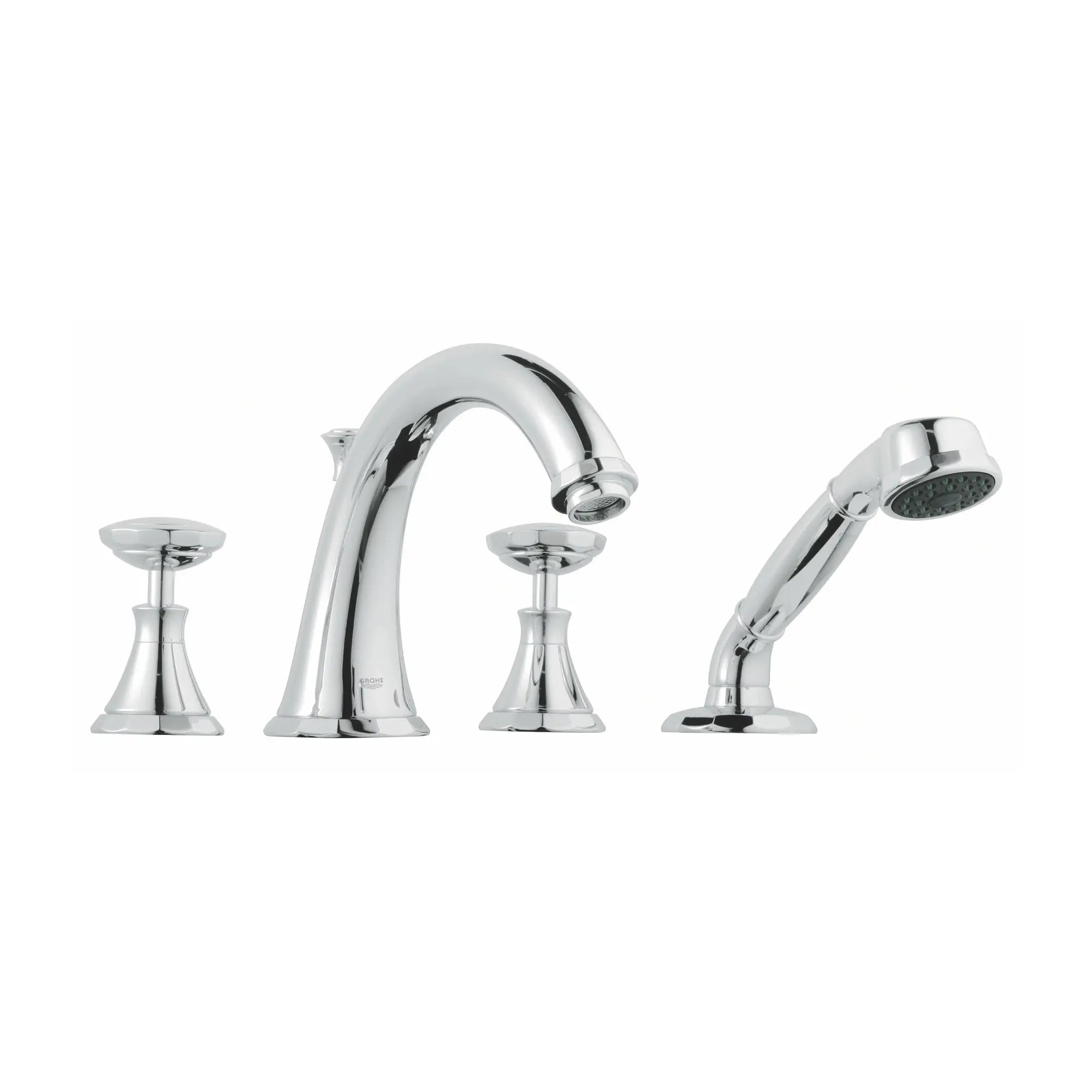 Kensington Robinet de bain avec douchette // CHROME STARLIGHT GROHE // 163902_25073000-Kensington-Roman-Tub-Filler-With-Personal-Hand-Shower-Starlight-Chrome-Silo-1_0_CDNwebp.webp