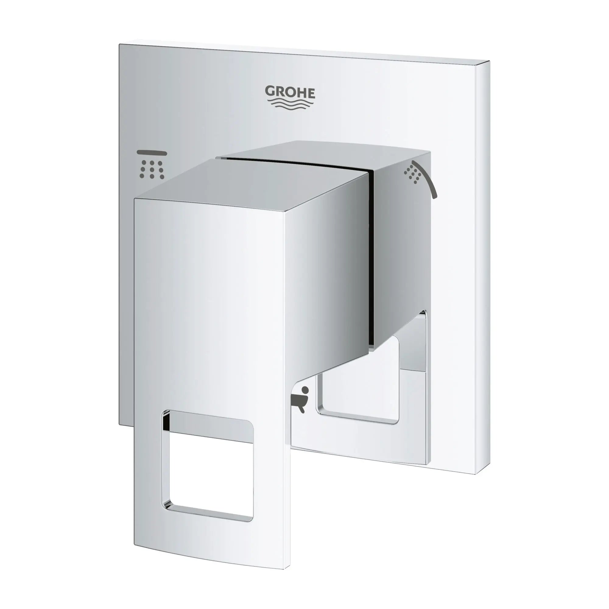 Eurocube Garniture d’inverseur à 3 voies (pomme de douche / douchette / bec de bain) // CHROME STARLIGHT GROHE // 163961_29217001-Eurocube-3-Way-Diverter-Trim-Starlight-Chrome-Silo-2_0_CDNwebp.webp