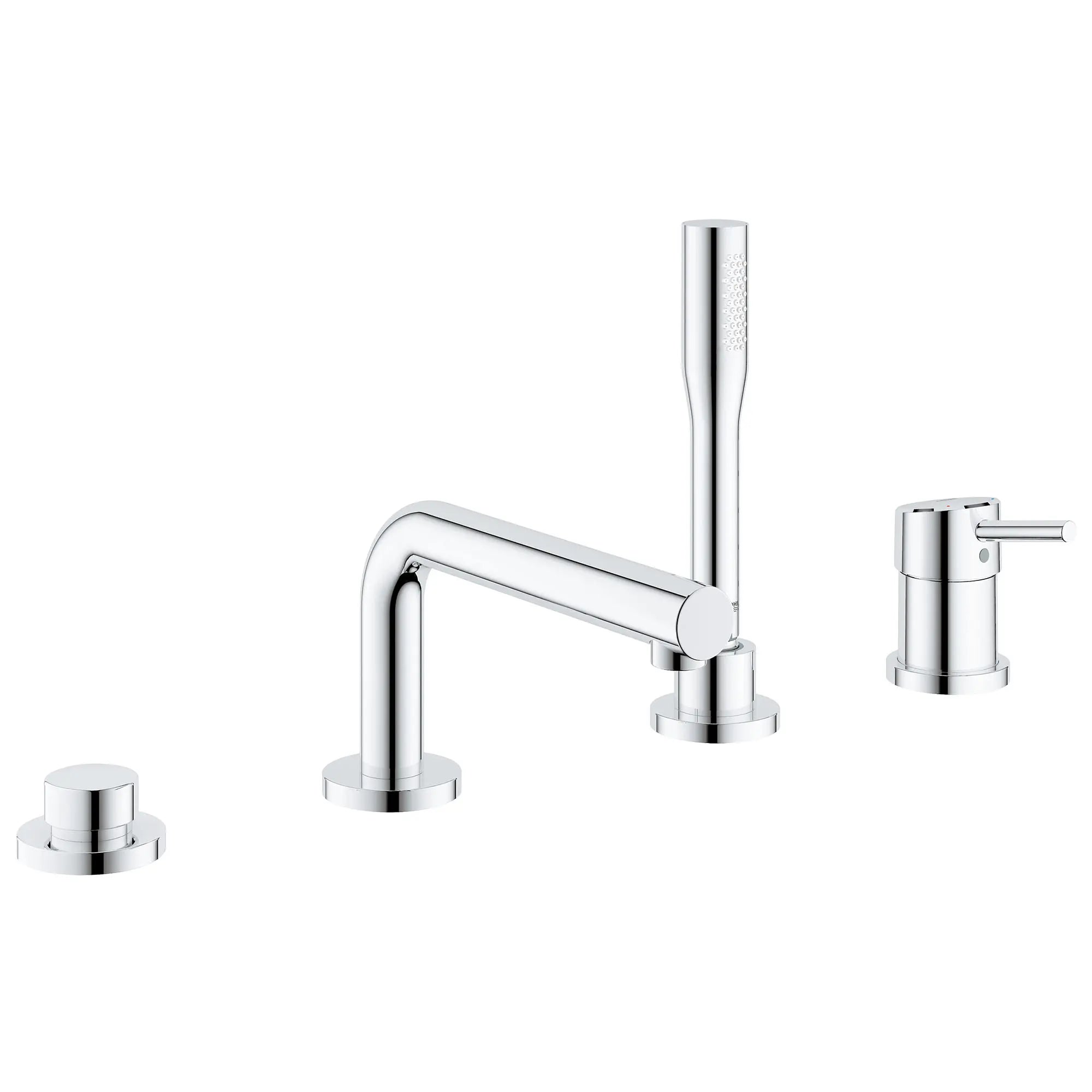 Robinet de baignoire romaine, 4 trous, à poignée simple, à montage sur tablier avec douchette 6,6 L/min (1,75 gpm) // CHROME STARLIGHT GROHE // 164049_19576002_0_CDNwebp.webp