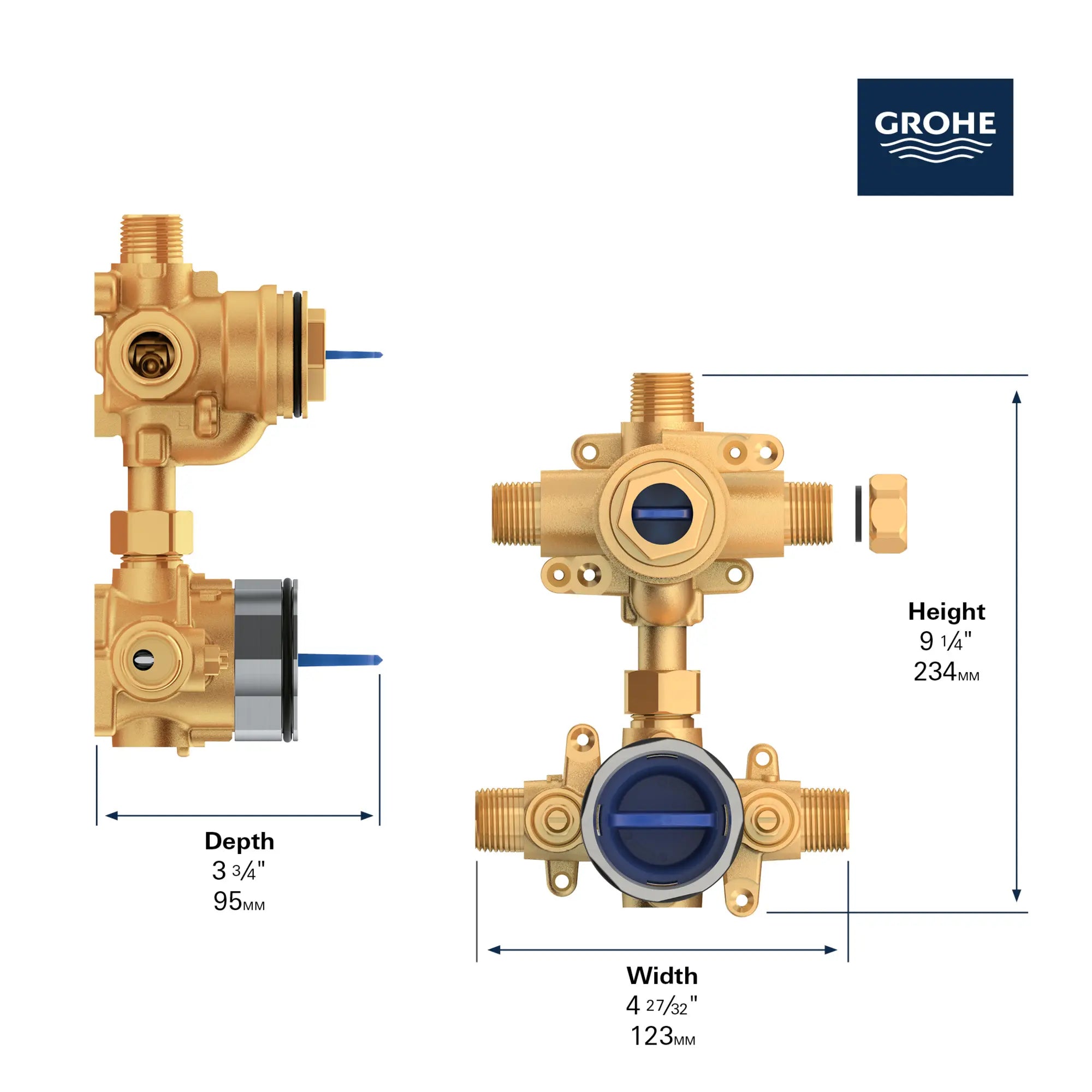 Obturateur régulateur de pression Grohsafe 3.0 avec inverseur intégré // SANS FINI // 164192_GROHE_GrohSafe_3.0_2HandlePB_Valve_35117000_Info_3_0_CDNwebp.webp
