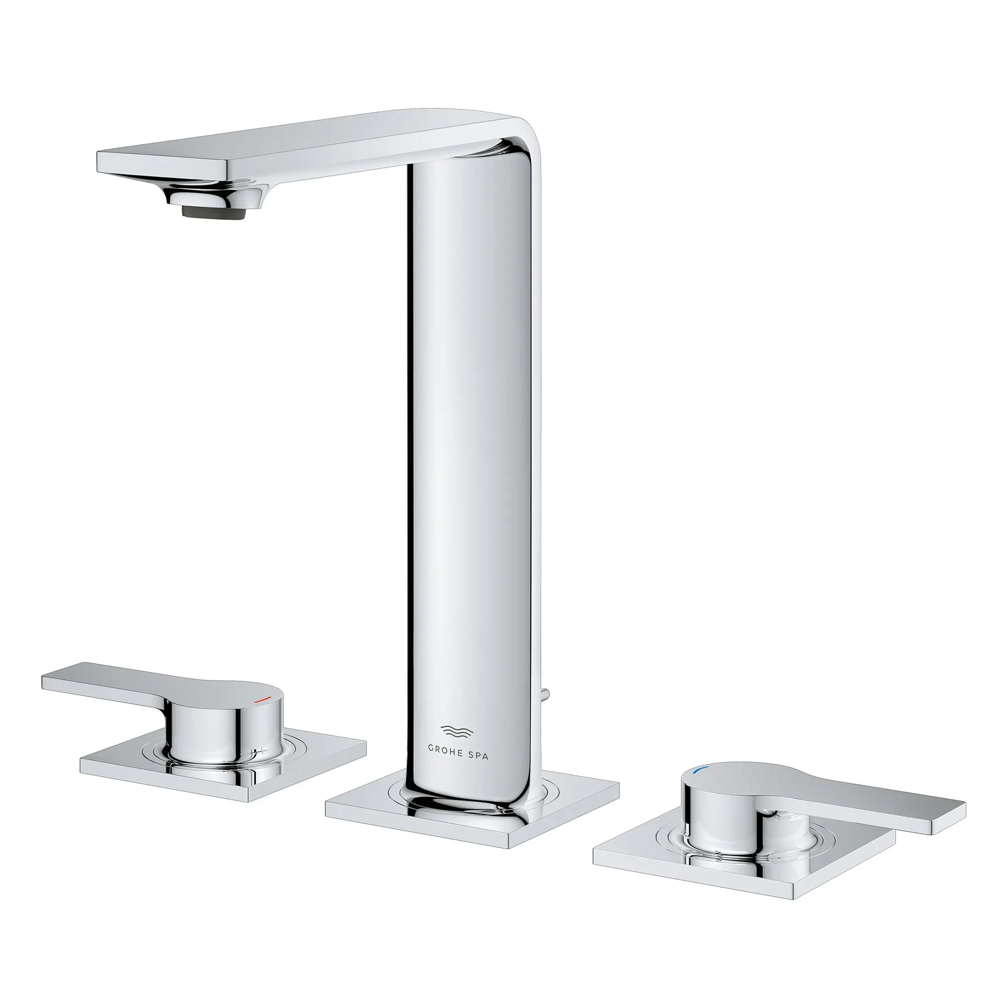 Robinet moyen de salle de bain, 8 po, à deux poignées, 4,5 L/min (1,2 gpm) // CHROME STARLIGHT GROHE // 164401_Allure_SiloLeft_20584001_0001_Feb2023_0_CDNwebp.webp