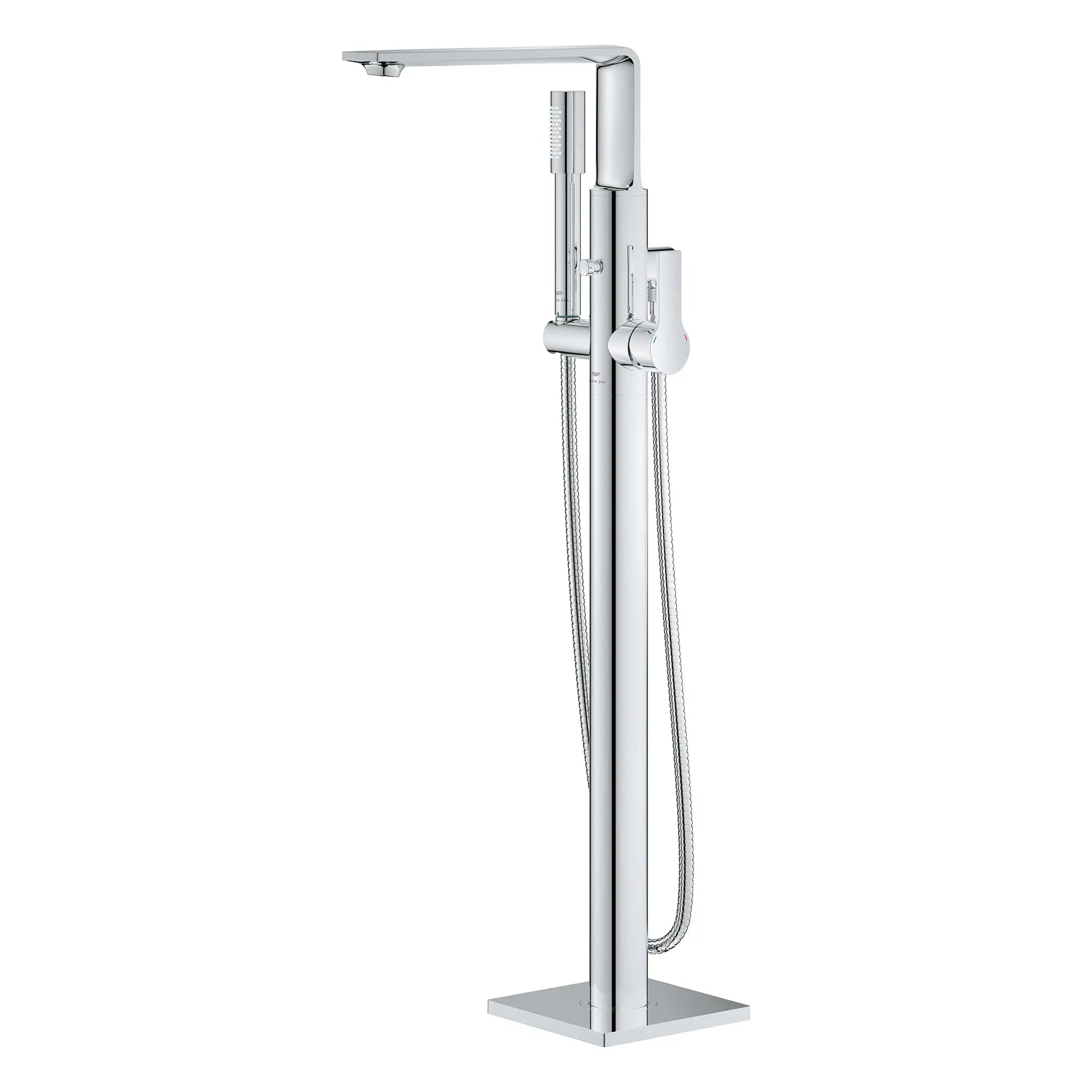 Robinet de baignoire autoportante à poignée simple avec douchette 6,6 L/min (1,75 GPM) // CHROME STARLIGHT GROHE // 164402_Allure_SiloLeft_25222001_0001_Feb2023_0_CDNwebp.webp