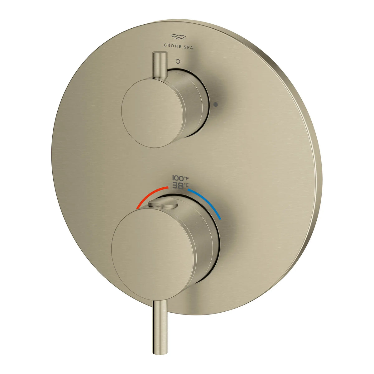 Garniture de robinet thermostatique à fonction double, 2 poignées // NICKEL BROSSÉ INFINITYFINISH // 164459_Atrio_SiloLeft_24361EN0_0001_Feb2023_0_CDNwebp_4c7a4d3a-2daa-48eb-bc4b-c76c3d950601.webp