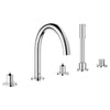[25049003] 5-Hole 2-Handle Deck Mount Roman Tub Faucet with 1.75 GPM Hand Shower - GROHE StarLight Chrome