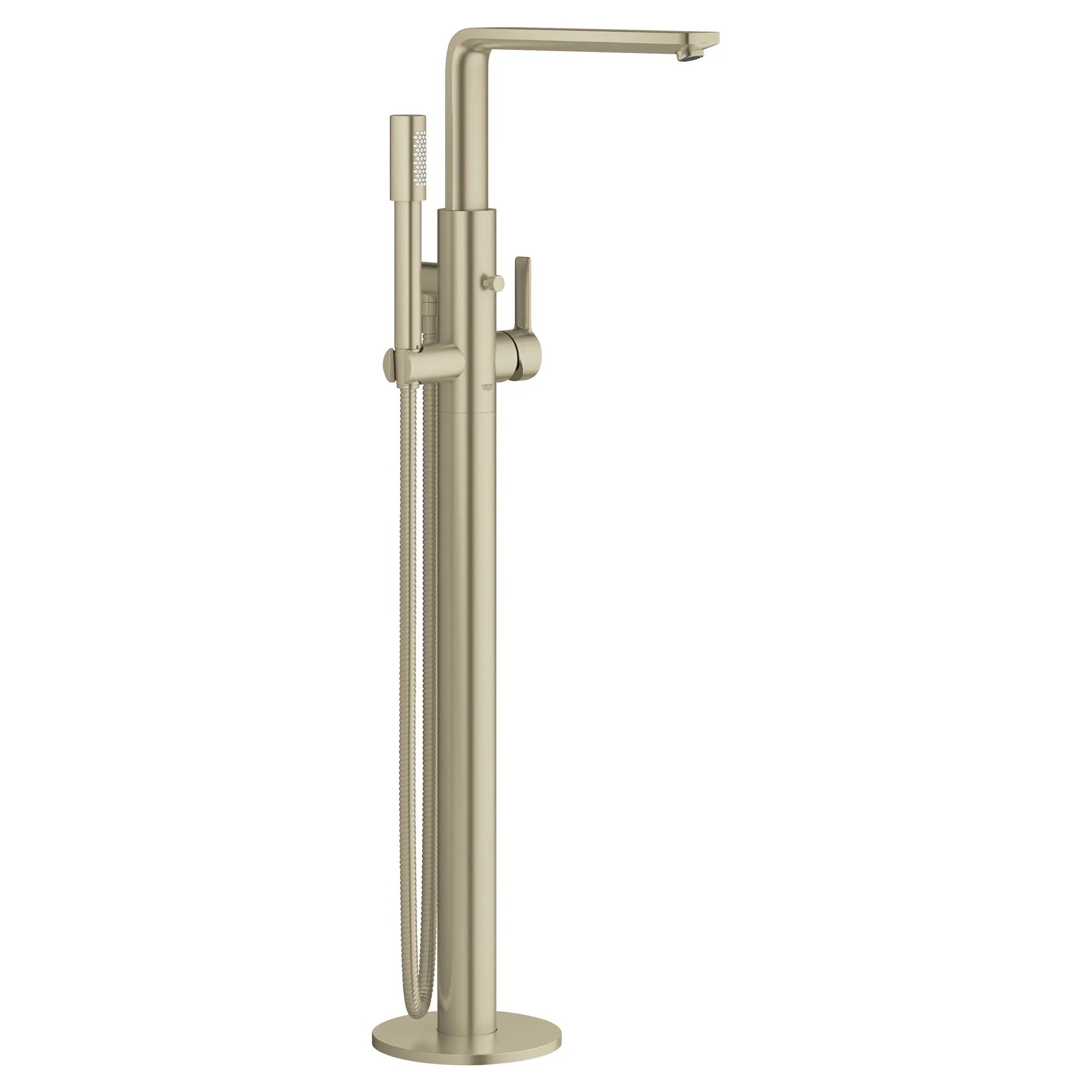 Lineare Robinet de baignoire autoportant à poignée simple avec douchette à 6,6 L/min (1,75 gpm) // NICKEL BROSSÉ INFINITYFINISH // 164598_23792EN1_0_CDNwebp.webp