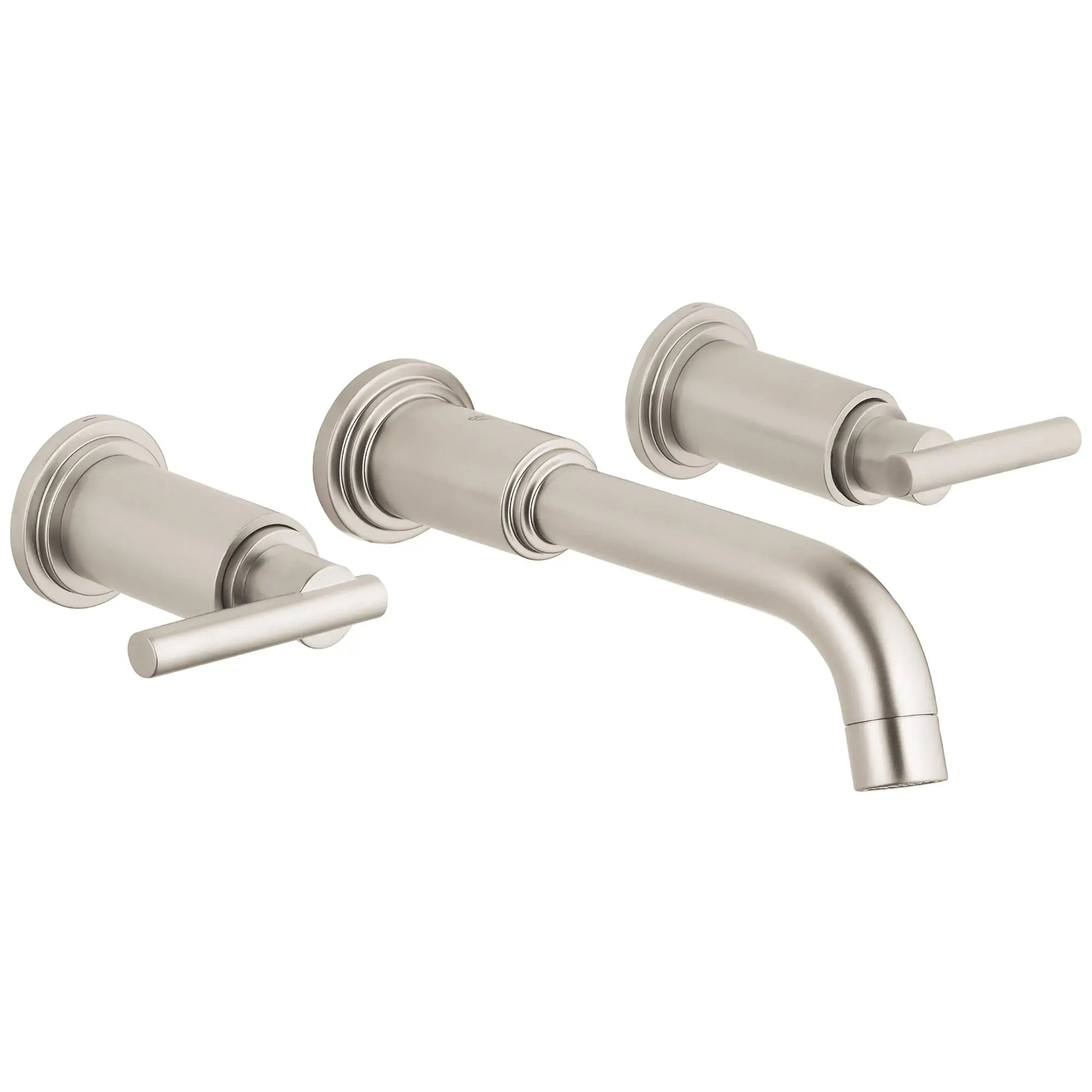 Robinet de salle de bain espacé 8 po à deux poignées de taille moyenne // NICKEL BROSSÉ INFINITYFINISH // 164651_20173EN0-Atrio-2-Handle-3-Hole-Wall-Mount-Vessel-Bathroom-Faucet-15-GPM-in-Brushed-Nickel-Silo-1_0_CDNwebp.webp