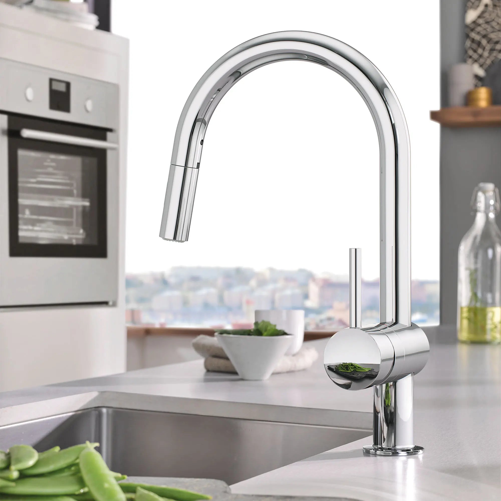 Robinet de cuisine rétractable à poignée simple et double jet 6,6 L/min (1,75 gpm) // CHROME STARLIGHT GROHE // 164713_B-31378003_8_0_CDNwebp.webp