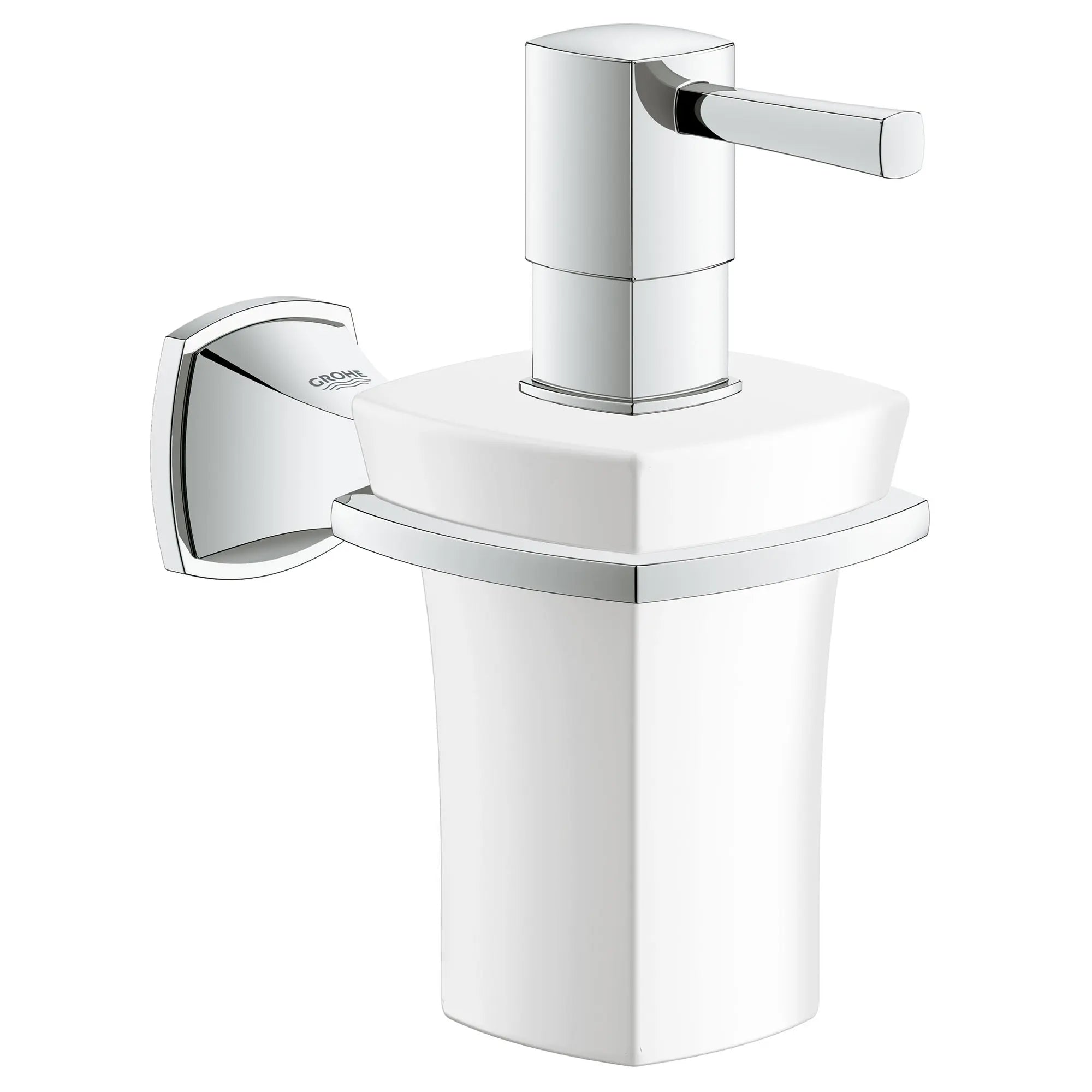 Distributeur en céramique pour savon avec support // CHROME STARLIGHT GROHE // 164758_40627000_0_CDNwebp.webp