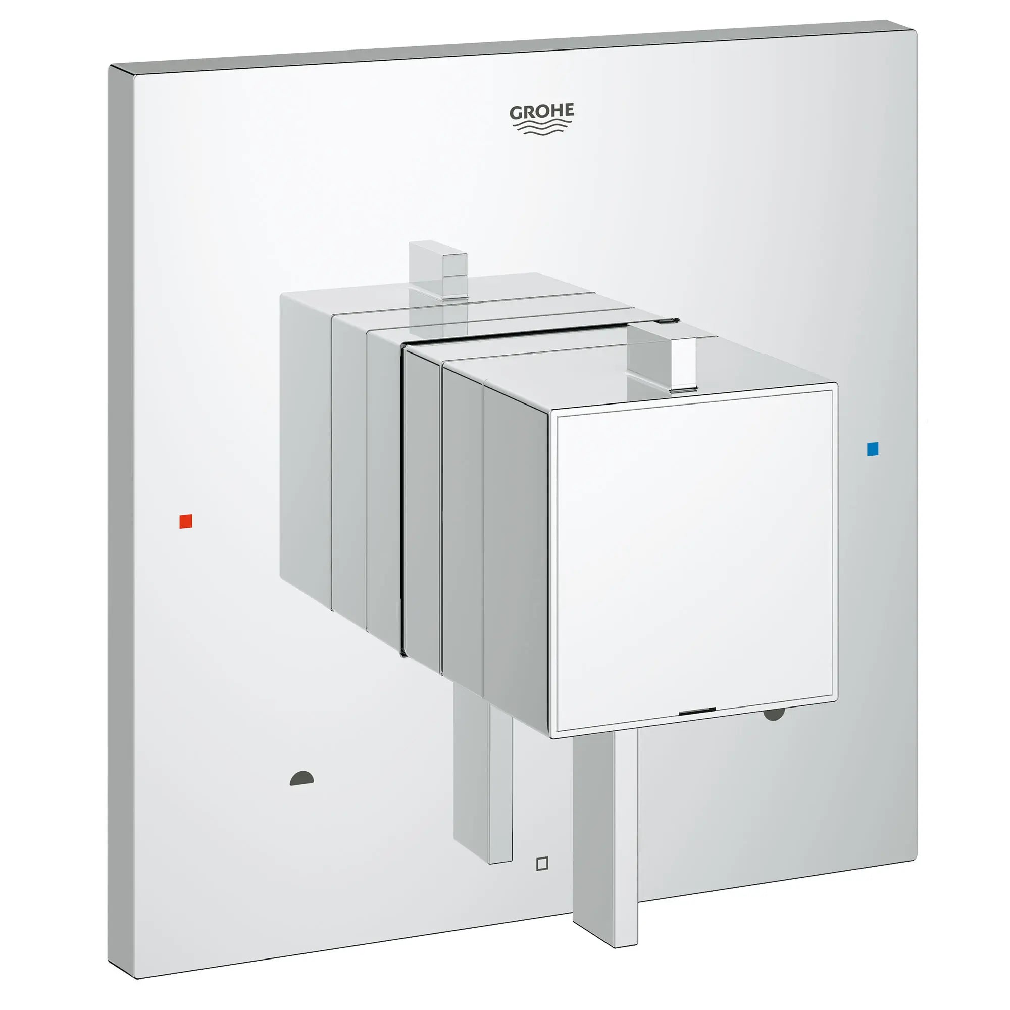 GrohFlex Cosmopolitan Square Garniture d’obturateur régulateur de pression à fonction double avec module de contrôle // CHROME STARLIGHT GROHE // 164784_19925000_0_CDNwebp.webp