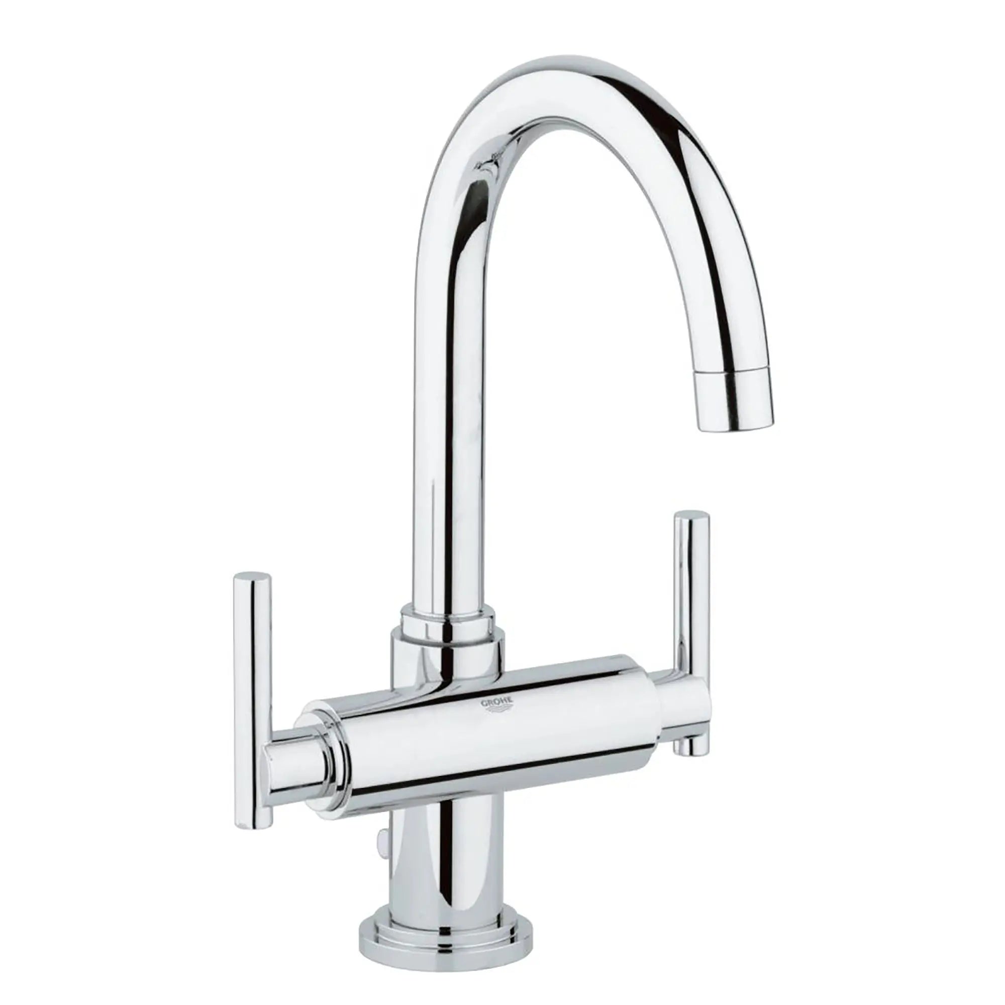 Robinetterie Lavabo monotrou 1/2"Taille L // CHROME STARLIGHT GROHE // 164896_21027000-Atrio-2-Handle-Single-Hole-High-Arc-Bathroom-Faucet-15-GPM-in-Chrome-Silo-2_0_CDNwebp.webp