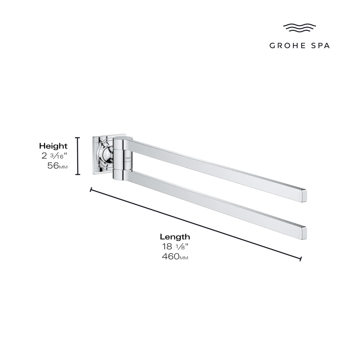 Porte-serviettes double de 24 po // CHROME STARLIGHT GROHE // 165973_Allure_Infographic_40342_0001_AUG2023_0_CDNwebp_43999dc0-55b6-444a-b186-922cc774045e.webp