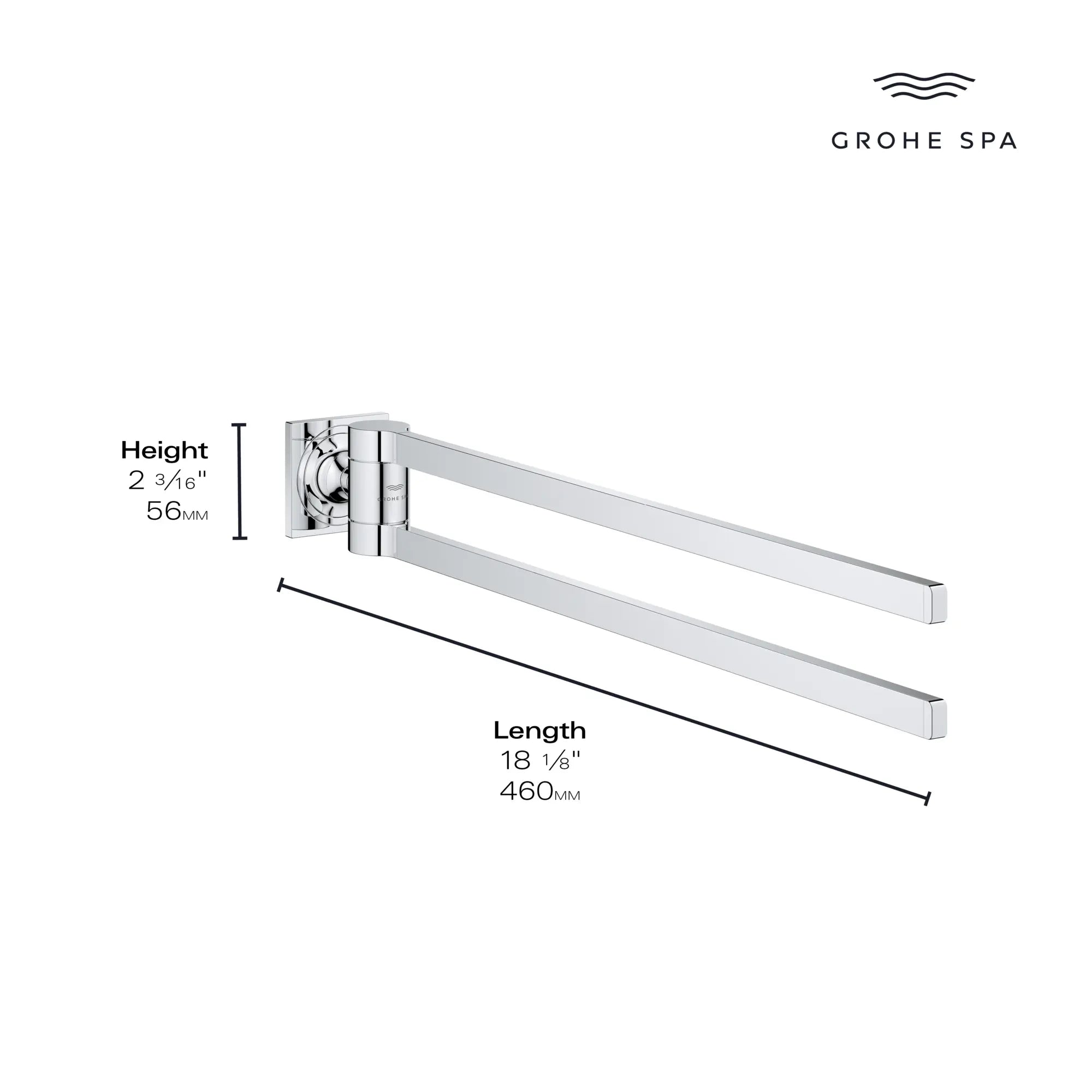 Porte-serviettes double de 24 po // CHROME STARLIGHT GROHE // 165973_Allure_Infographic_40342_0001_AUG2023_0_CDNwebp_b8680070-aa26-42de-a2da-19959f0705eb.webp