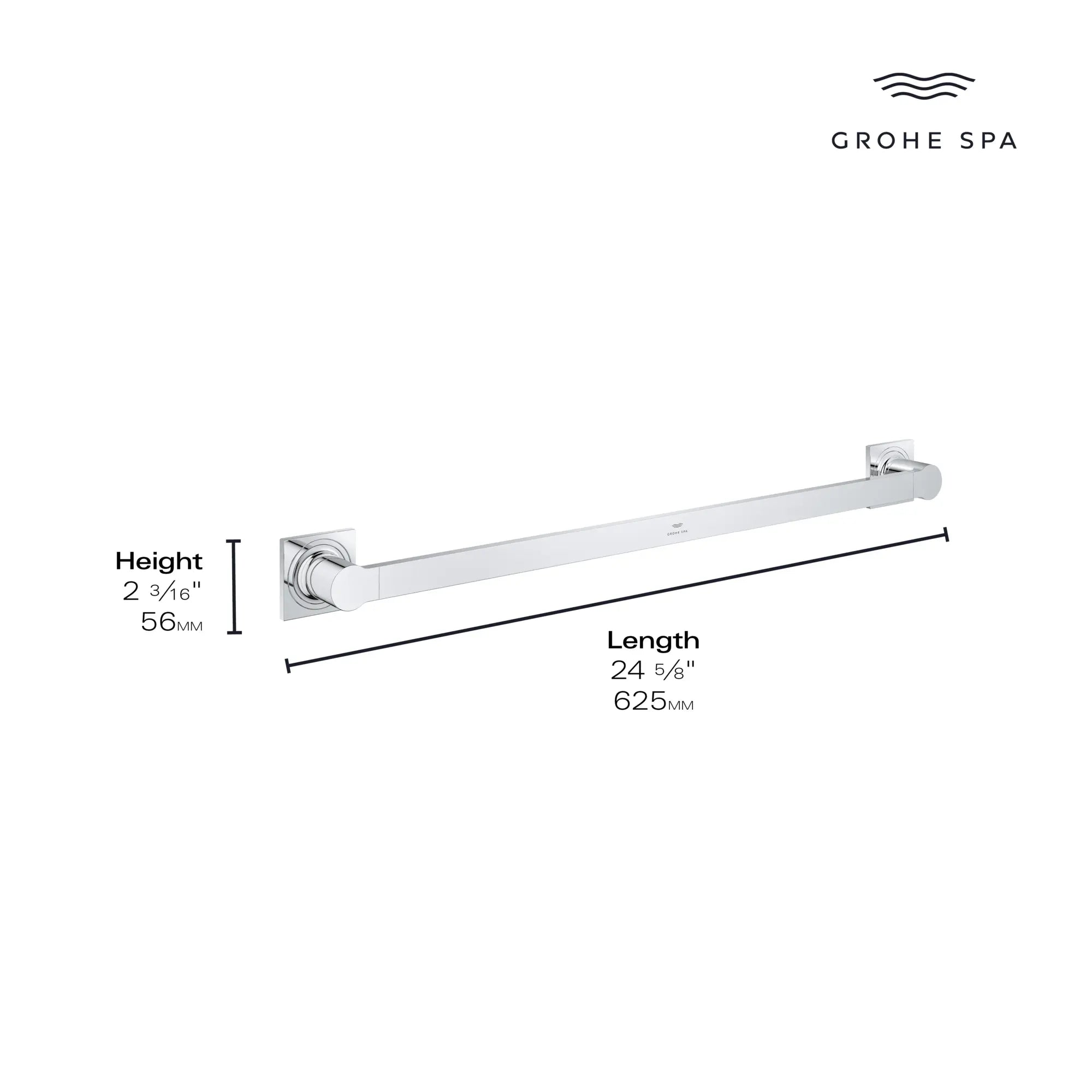 Allure Porte-serviette de 24 po // CHROME STARLIGHT GROHE // 165976_Allure_Infographic_40341_0001_AUG2023_0_CDNwebp.webp