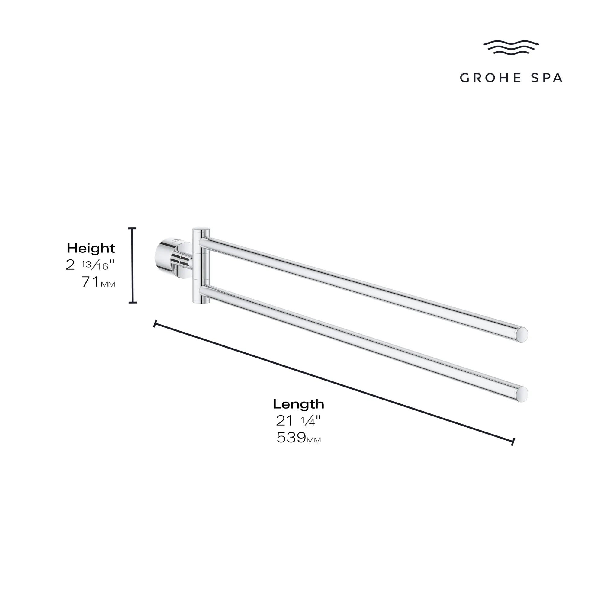 Porte-serviettes double 18 1?2 po // CHROME STARLIGHT GROHE // 166004_Atrio_Infographic_40888_0001_AUG2023_0_CDNwebp.webp