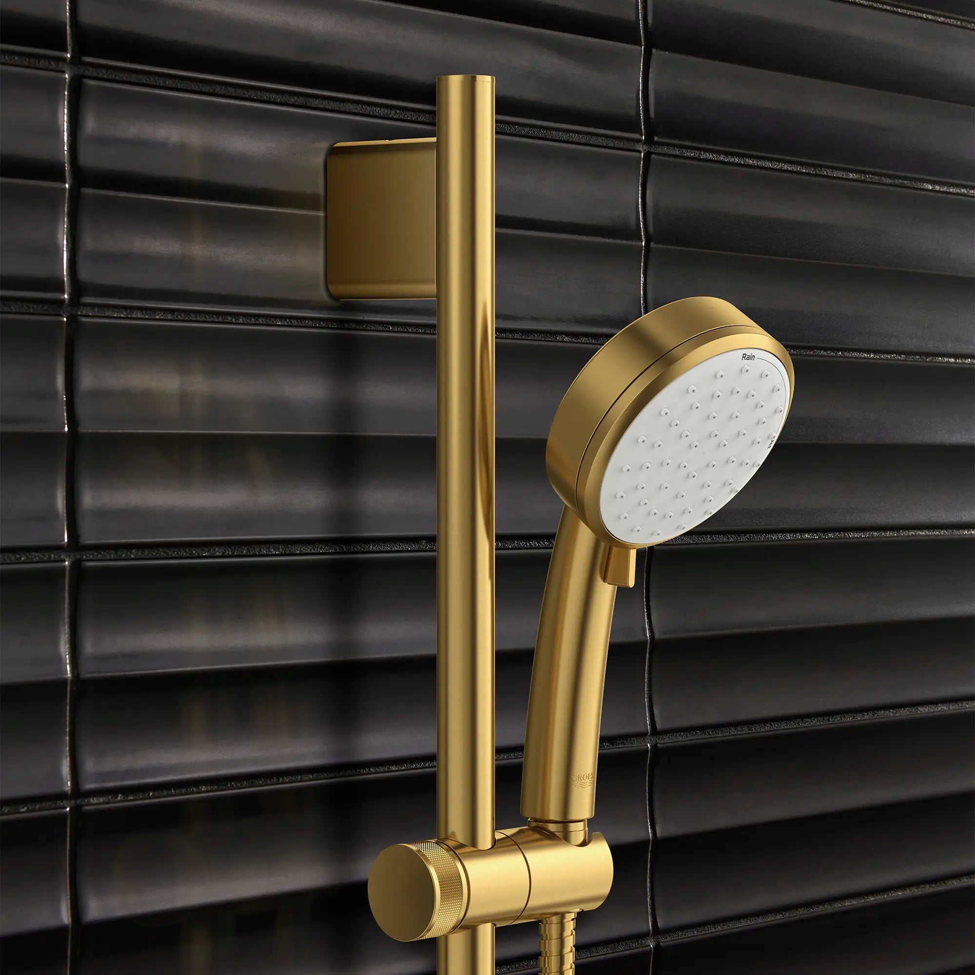 Barre coulissante de 24 po pour douchette // AUBE FRAÎCHE BROSSÉ // 186502_Rainshower_EnvironmentCloseUp_26602GN0_26046GN0_0001_Sept2023_0_CDNwebp.webp