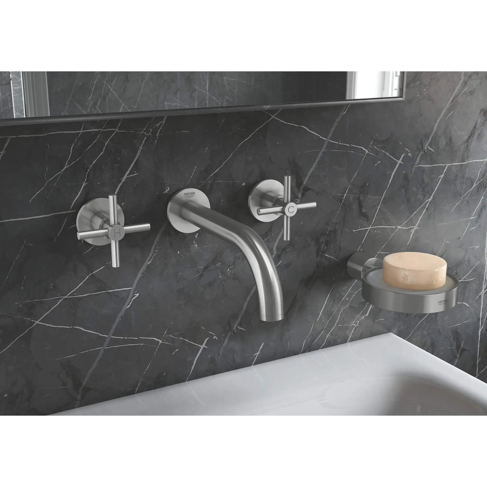 Porte-savon // CHROME STARLIGHT GROHE // 1945_40256003-soap-dish-enviro-2_0_CDNwebp.webp