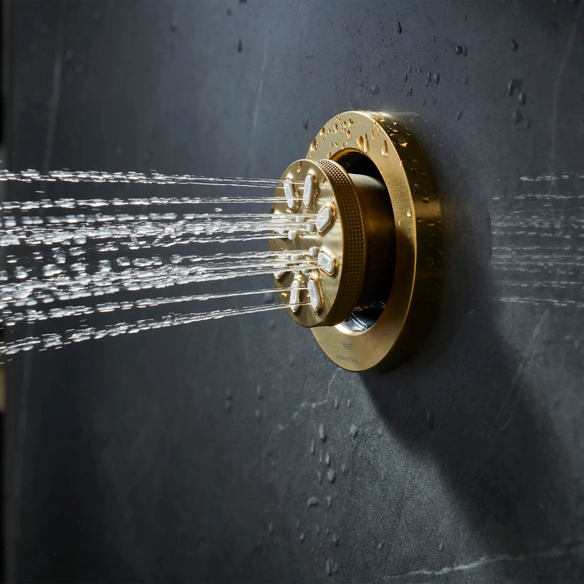 Douchette latérale - 2 jets, 0,9 gpm // AUBE FRAÎCHE BROSSÉ // 233680_RainshowerAqua_EnvironmentCloseUp_26744GN0_0003_Nov2023_CDNwebp.webp