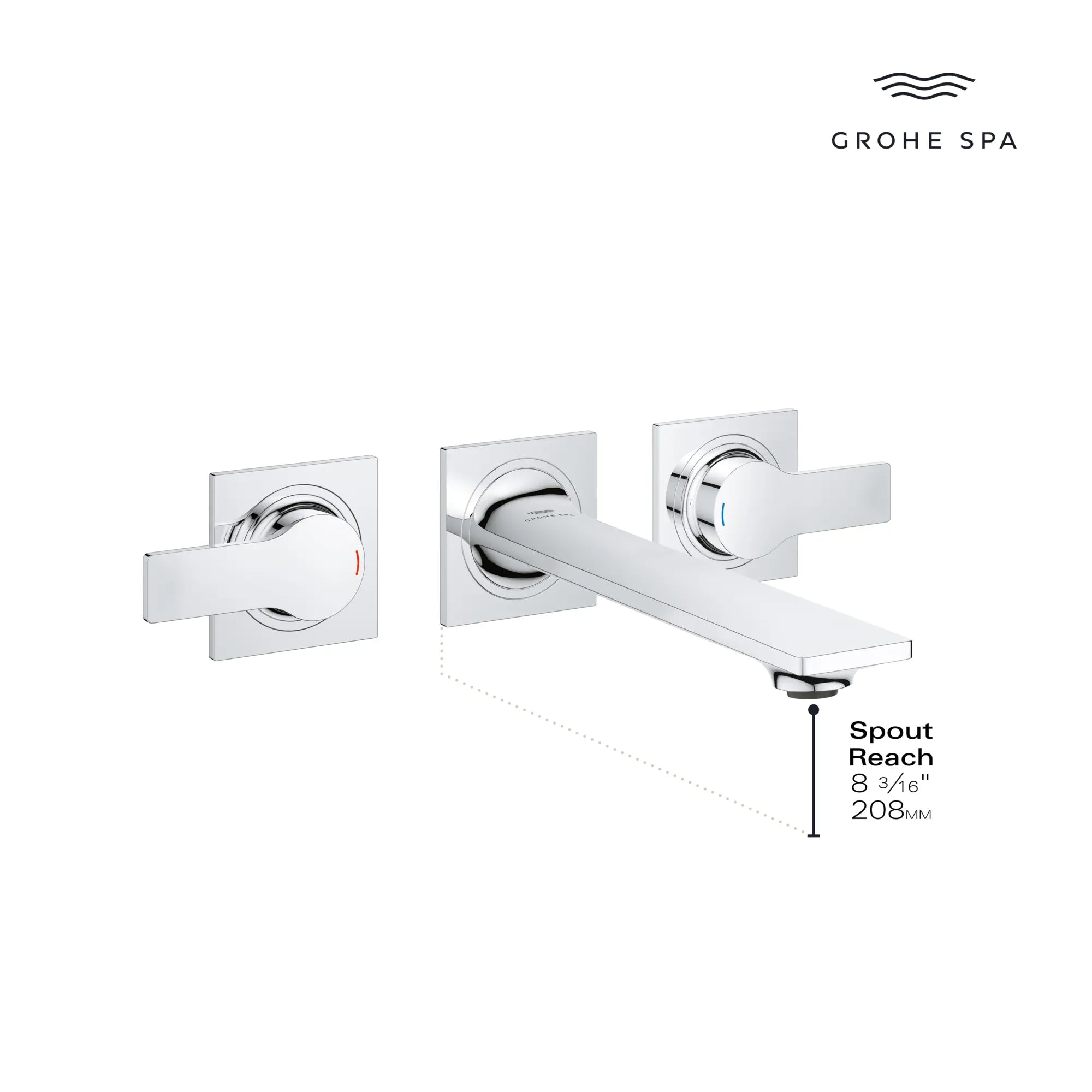 Robinet mural à 2 poignées, 4,5 L/min (1,2 gpm) // CHROME STARLIGHT GROHE // 234133_Allure_Infographic_20586_0002_DEC2023_0_CDNwebp.webp