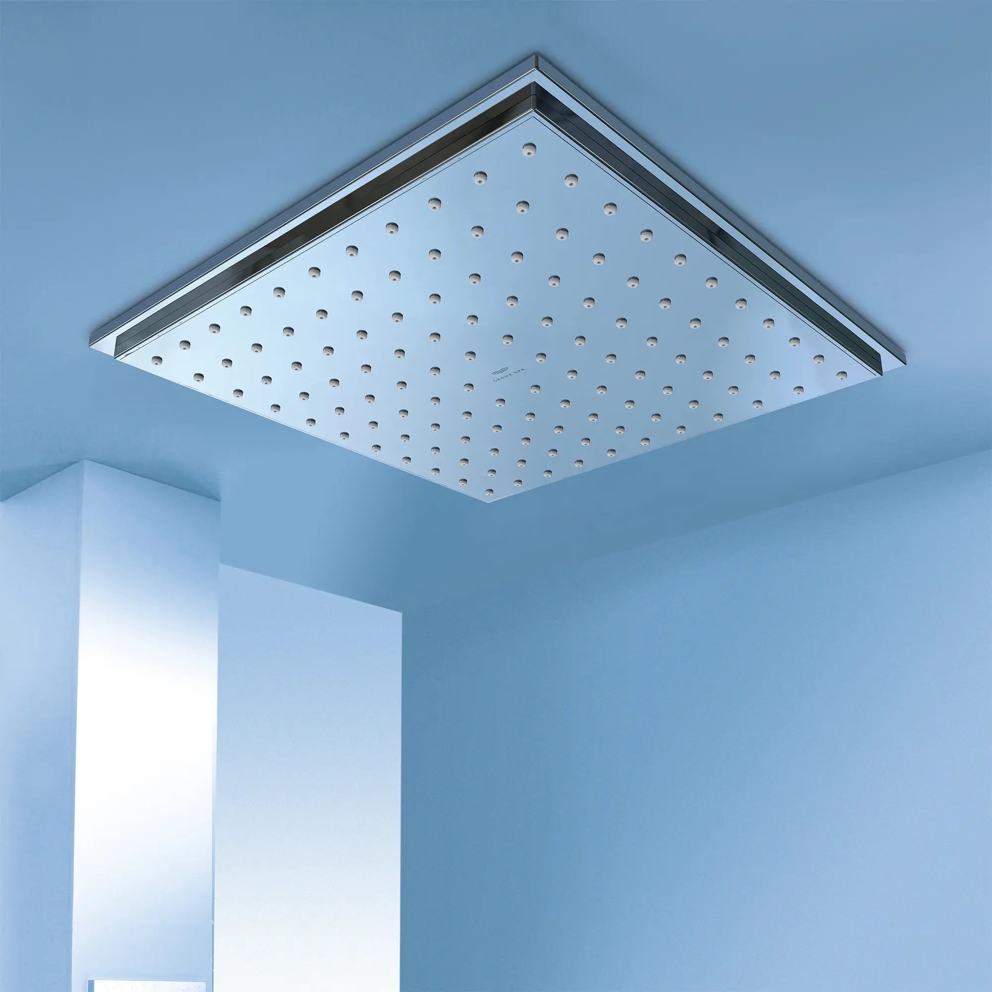 Pomme de douche 230 pour plafond, 9 po, 1 jet, 6,6 L/min (1,75 gpm) // CHROME STARLIGHT GROHE // 235433_RainshowerAqua_EnvironmentCloseUp_26869000_0001_Dec2023_CDNwebp.webp