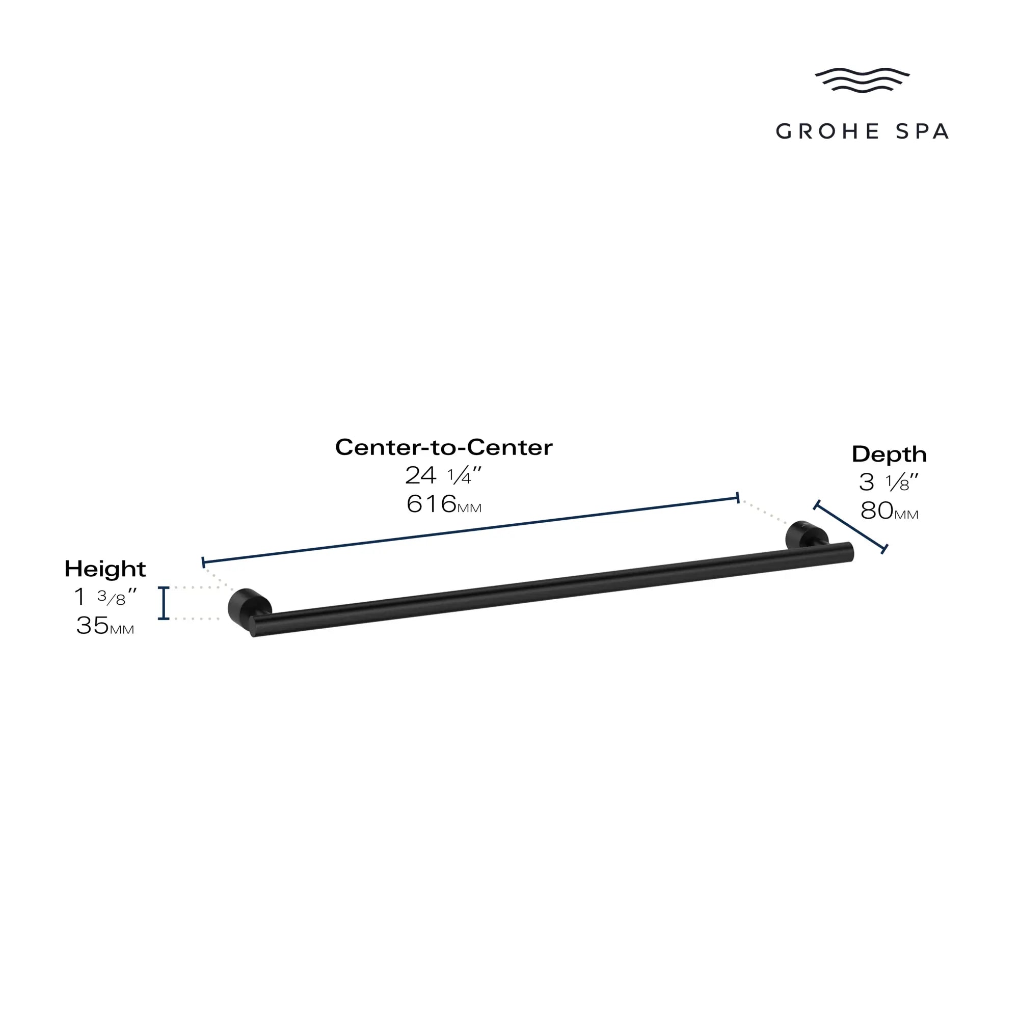 Porte-serviettes de 24 po // AUBE FRAÎCHE BROSSÉ // 235625_Atrio_Infographic_40889_0001_JAN2024_CDNwebp.webp