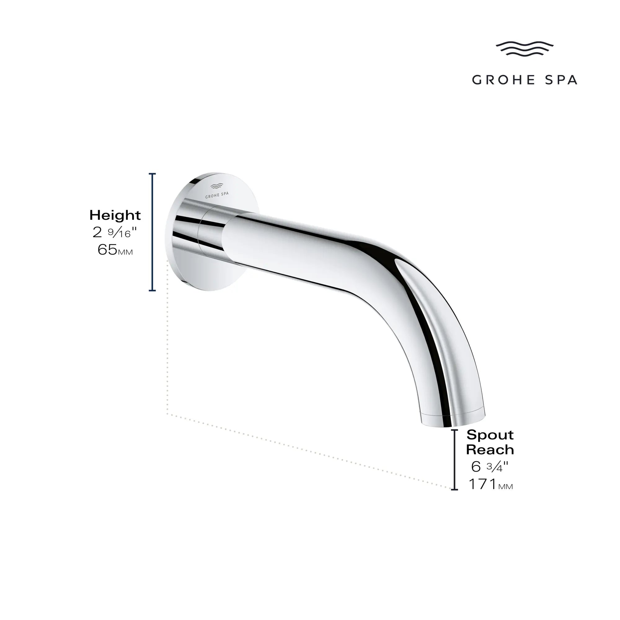 Bec de baignoire // CHROME STARLIGHT GROHE // 235627_Atrio_Infographic_13488_0001_JAN2024_2_CDNwebp.webp