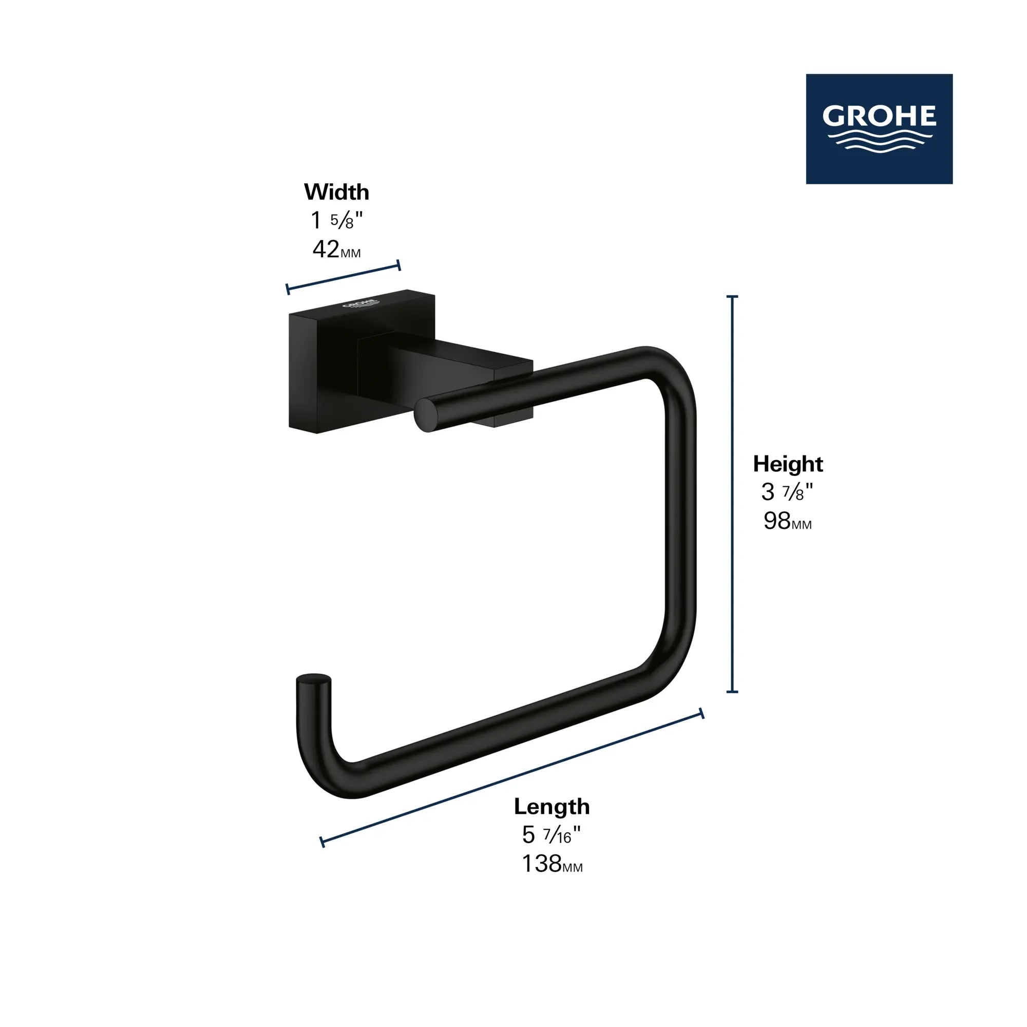 Porte-papier hygiénique // CHROME STARLIGHT GROHE // 235639_Essentials_Infographic_40507_0001_JAN2024_CDNwebp.webp