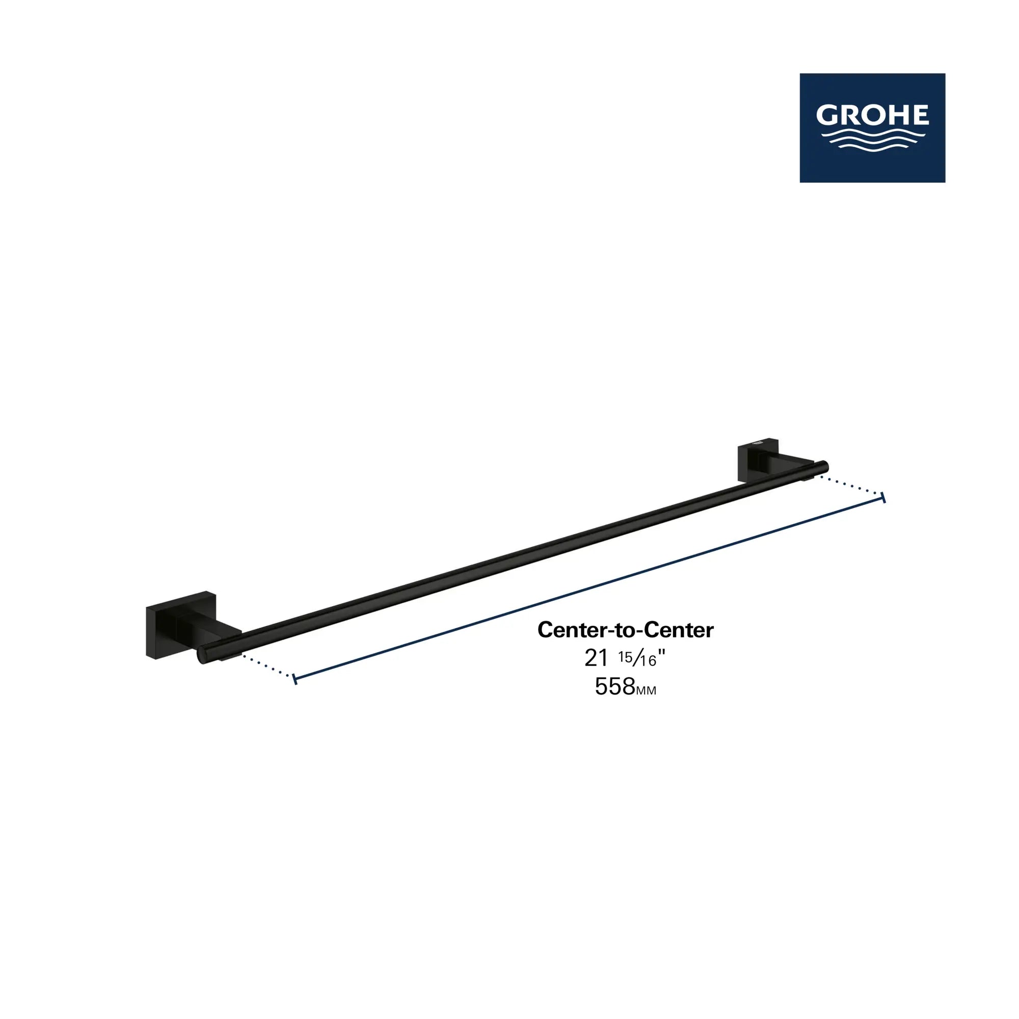 Porte-serviettes de 24 po // CHROME STARLIGHT GROHE // 235640_Essentials_Infographic_40509_0001_JAN2024_CDNwebp.webp