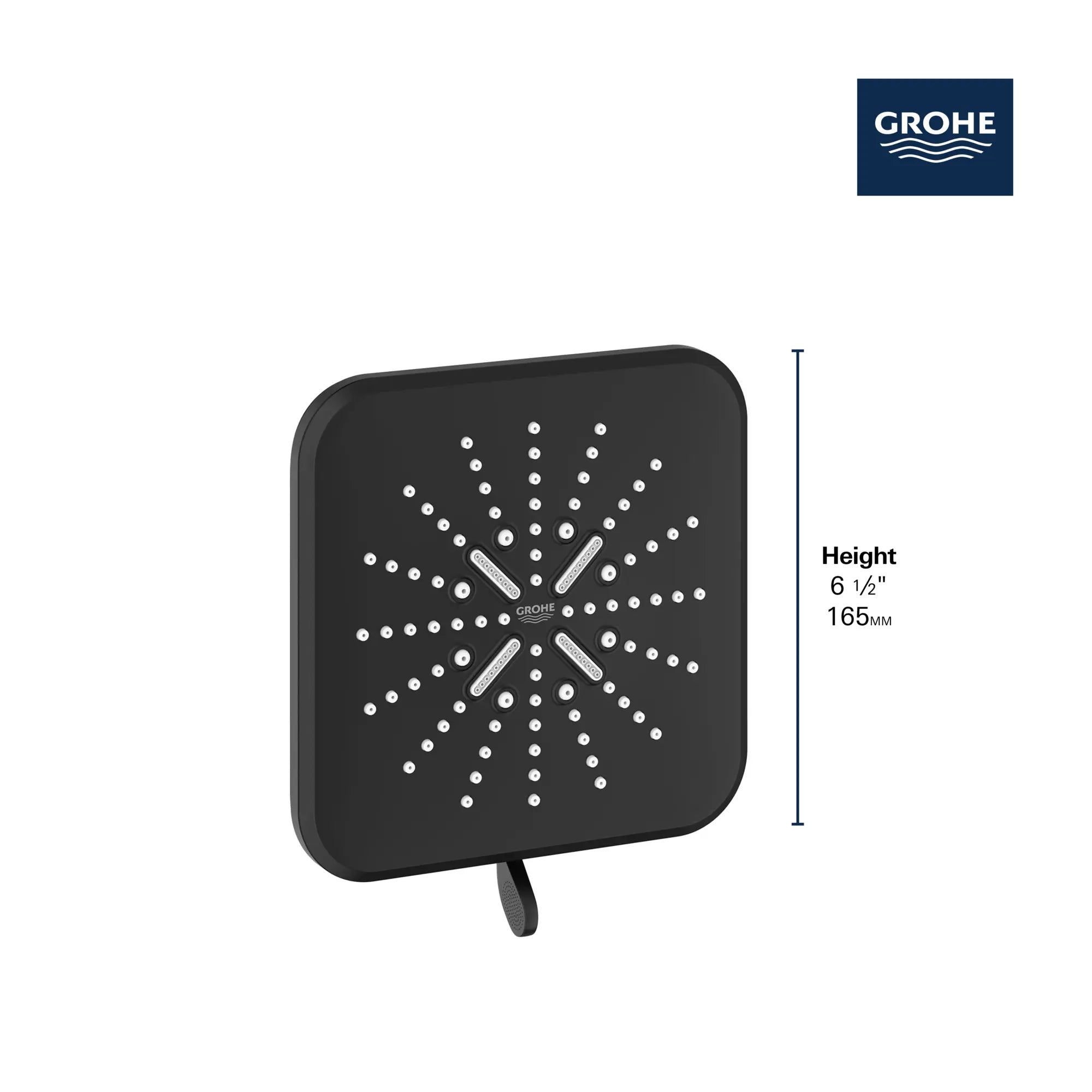 Pomme de douche de  6½ po - 3 jets, 6,6 L/min (1,75 gpm) // CHROME STARLIGHT GROHE // 235652_Rainshower_Infographic_26797_0001_JAN2024_CDNwebp.webp