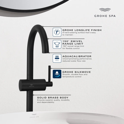 Grand robinet monotrou pour salle de bain, à poignée simple, 4,5 L/min (1,2 gpm) - Hard Graphite