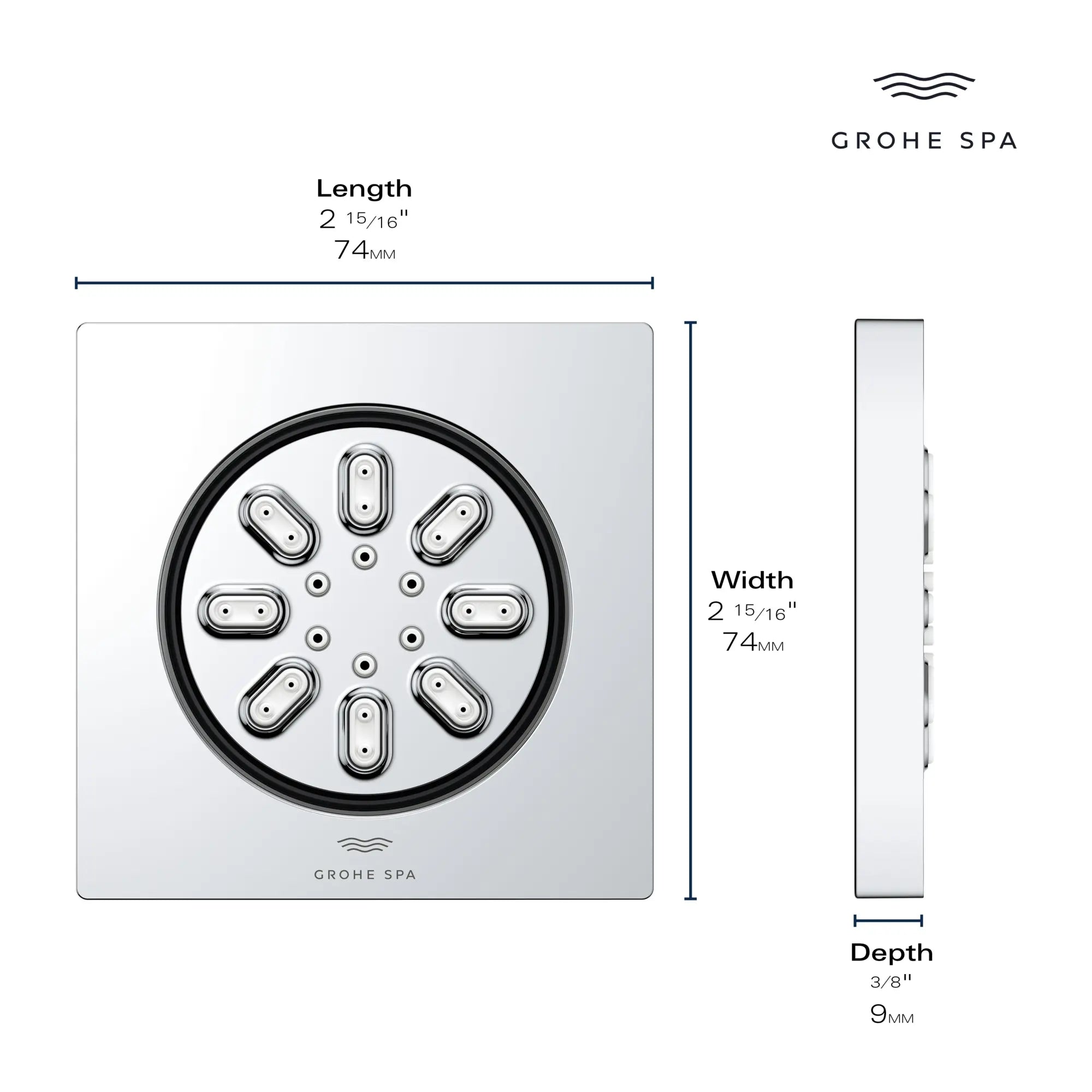 Jet de corps - 2 jets, 3,3 L/min (0,9 gpm) // CHROME STARLIGHT GROHE // 235684_RainshowerAqua_Infographic_26845_0003_JAN2024_CDNwebp.webp