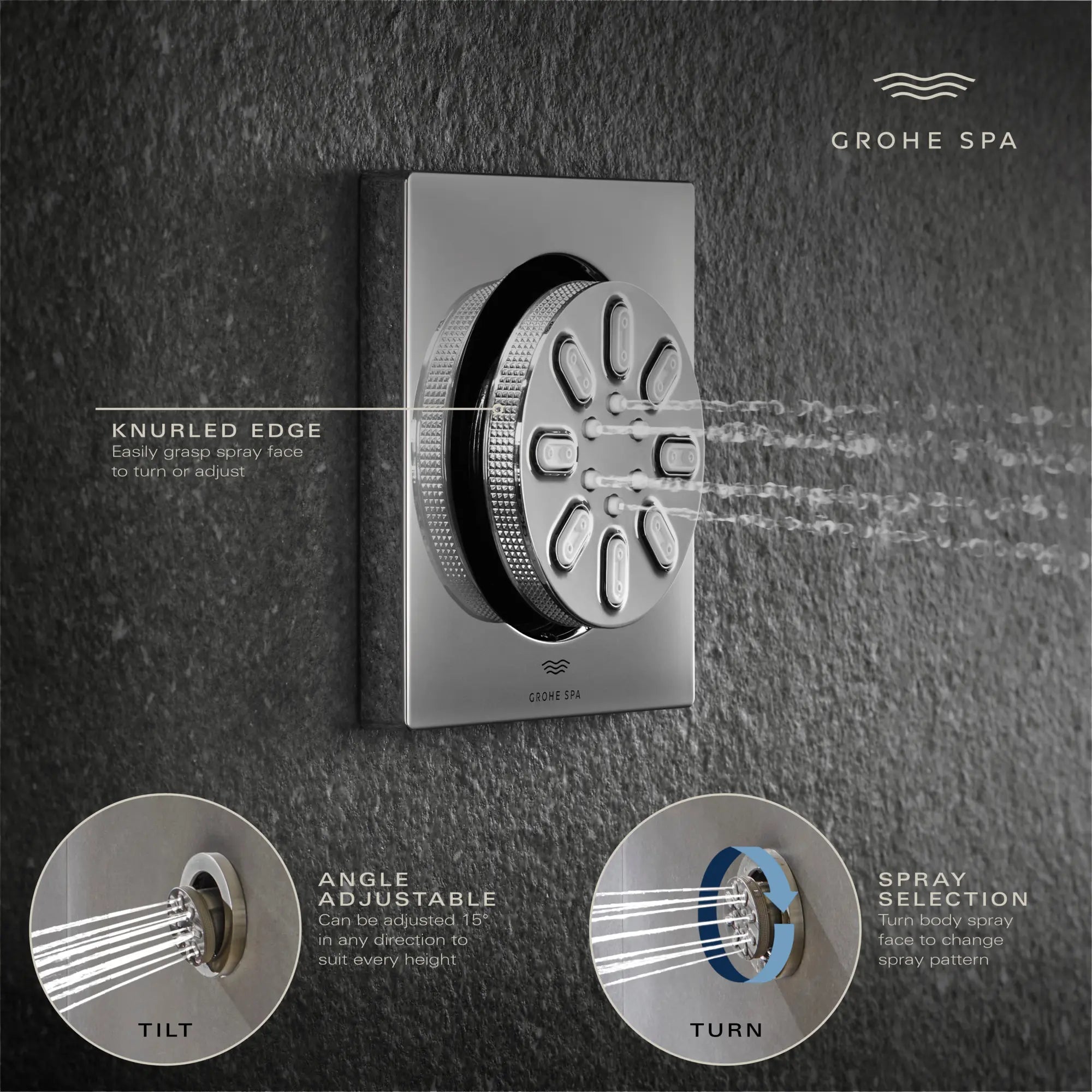 Jet de corps - 2 jets, 3,3 L/min (0,9 gpm) // CHROME STARLIGHT GROHE // 235686_RainshowerAqua_Infographic_26845_0002_JAN2024_CDNwebp.webp