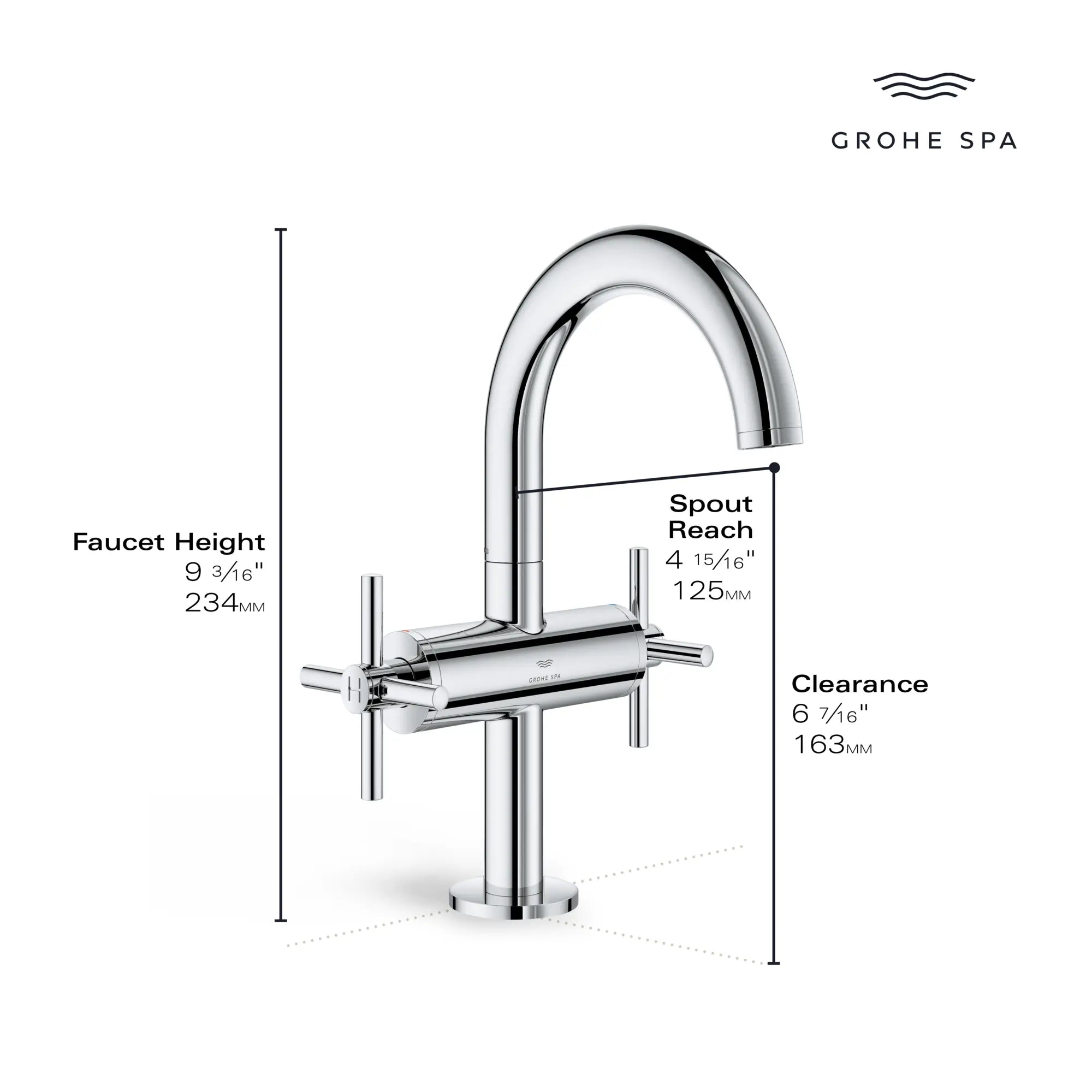 Robinet moyen monotrou à deux poignée pour salle de bain, 4,5 L/min (1,2 gpm) // CHROME STARLIGHT GROHE // 236657_Atrio_Infographic_21148_0002_JAN2024_0_CDNwebp.webp