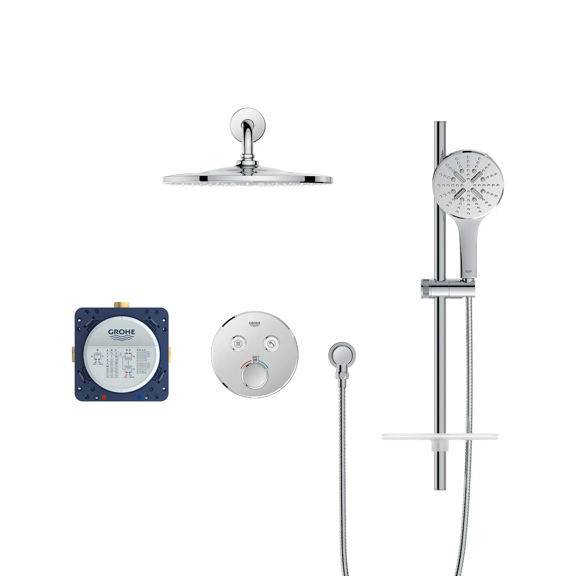 Rainshower SmartControl - Ensemble de douche thermostatique à fonction double // CHROME STARLIGHT GROHE // 236909_Rainshower_SmartControl_SiloFront_1030700000_0001_Jan2024_CDNwebp.webp