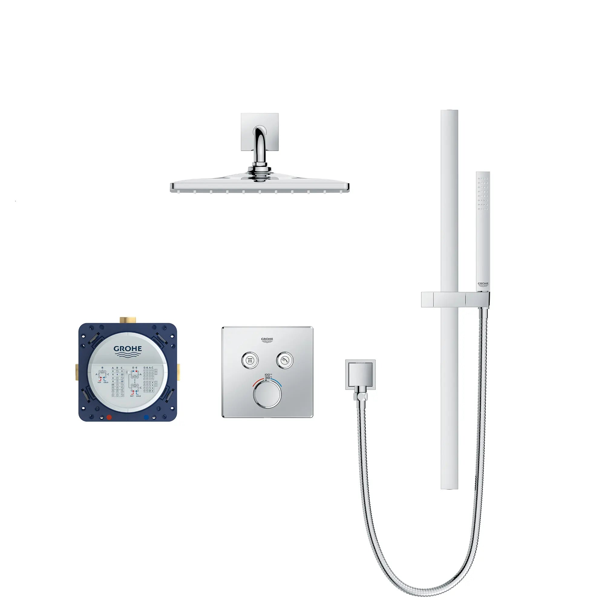 Rainshower SmartControl - Ensemble de douche thermostatique à fonction double // CHROME STARLIGHT GROHE // 236911_Rainshower_SmartControl_SiloFront_1030810000_0001_Jan2024_CDNwebp.webp