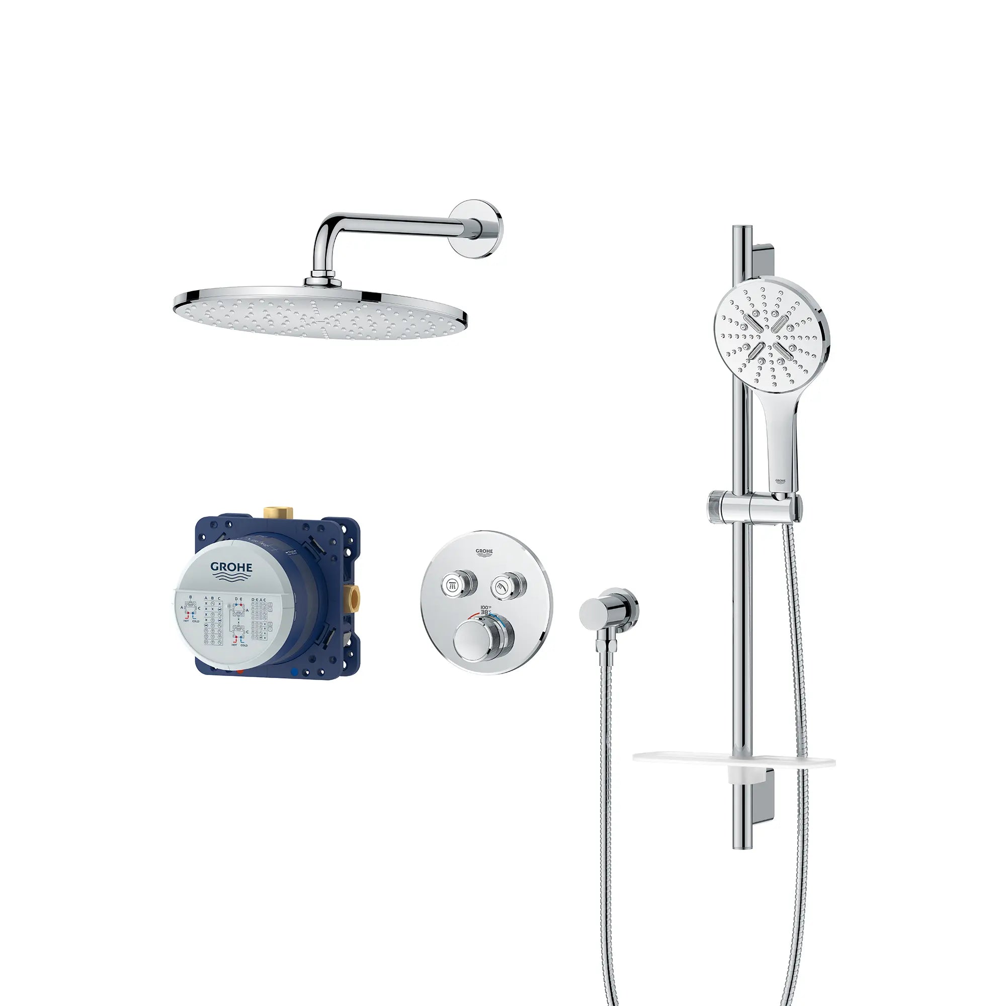 Rainshower SmartControl - Ensemble de douche thermostatique à fonction double // CHROME STARLIGHT GROHE // 236922_Rainshower_SmartControl_SiloLeft_1030700000_0001_Jan2024_CDNwebp.webp