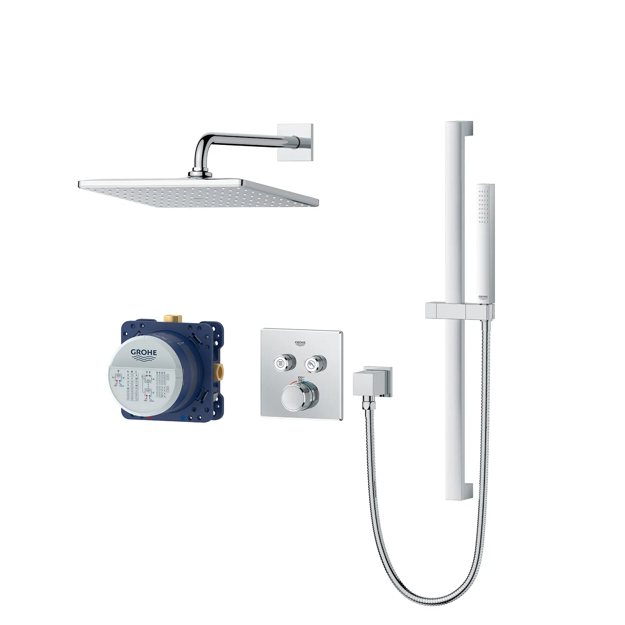 Rainshower SmartControl - Ensemble de douche thermostatique à fonction double // CHROME STARLIGHT GROHE // 236923_Rainshower_SmartControl_SiloLeft_1030810000_0001_Jan2024_CDNwebp.webp