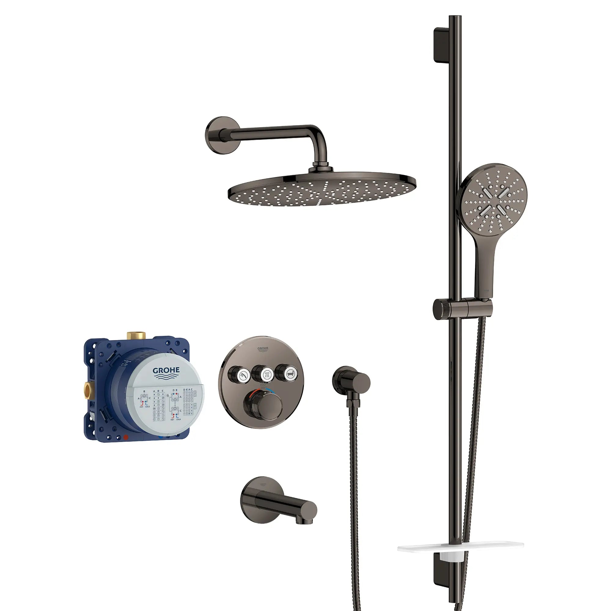 Rainshower SmartControl - Ensemble de douche thermostatique à fonction triple // GRAPHITE DUR // 236928_Rainshower_SmartControl_SiloRight_103082A00_0001_Jan2024_CDNwebp.webp