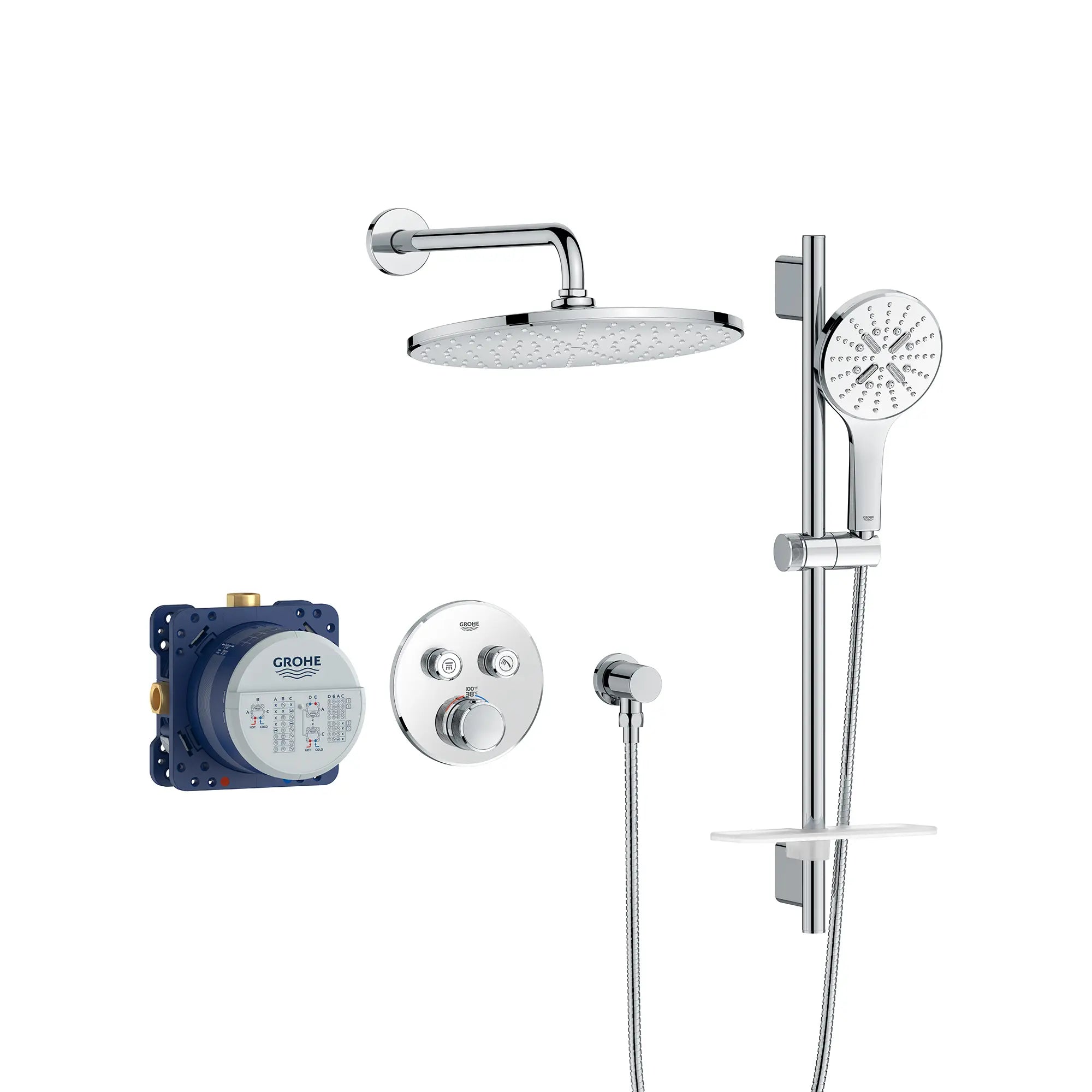Rainshower SmartControl - Ensemble de douche thermostatique à fonction double // CHROME STARLIGHT GROHE // 236934_Rainshower_SmartControl_SiloRight_1030700000_0001_Jan2024_CDNwebp.webp