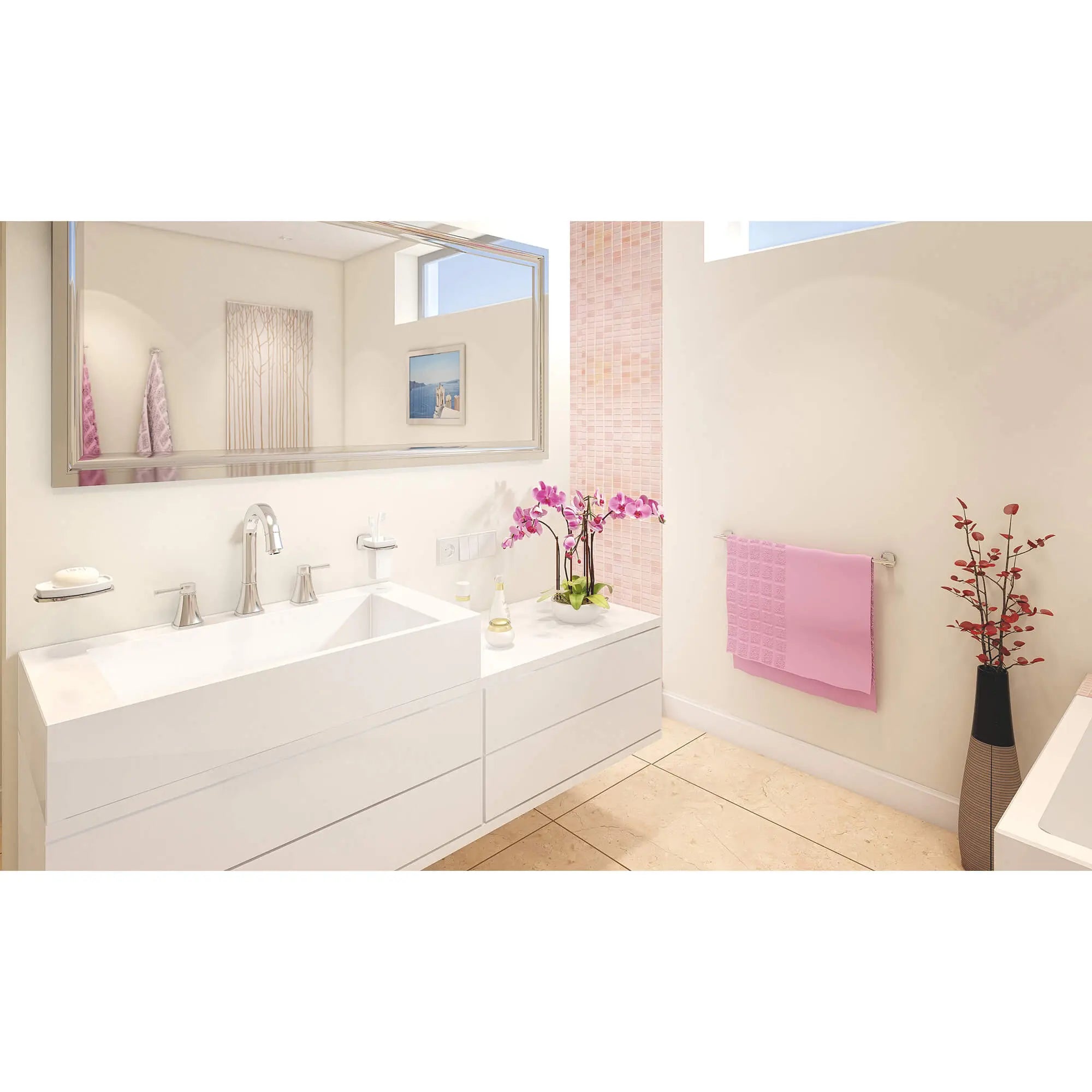 Grandera Gobelet en céramique avec porte-gobelet // CHROME STARLIGHT GROHE // 2406_40626000-holder-with-ceramic-tumbler-enviro-7_0_CDNwebp.webp