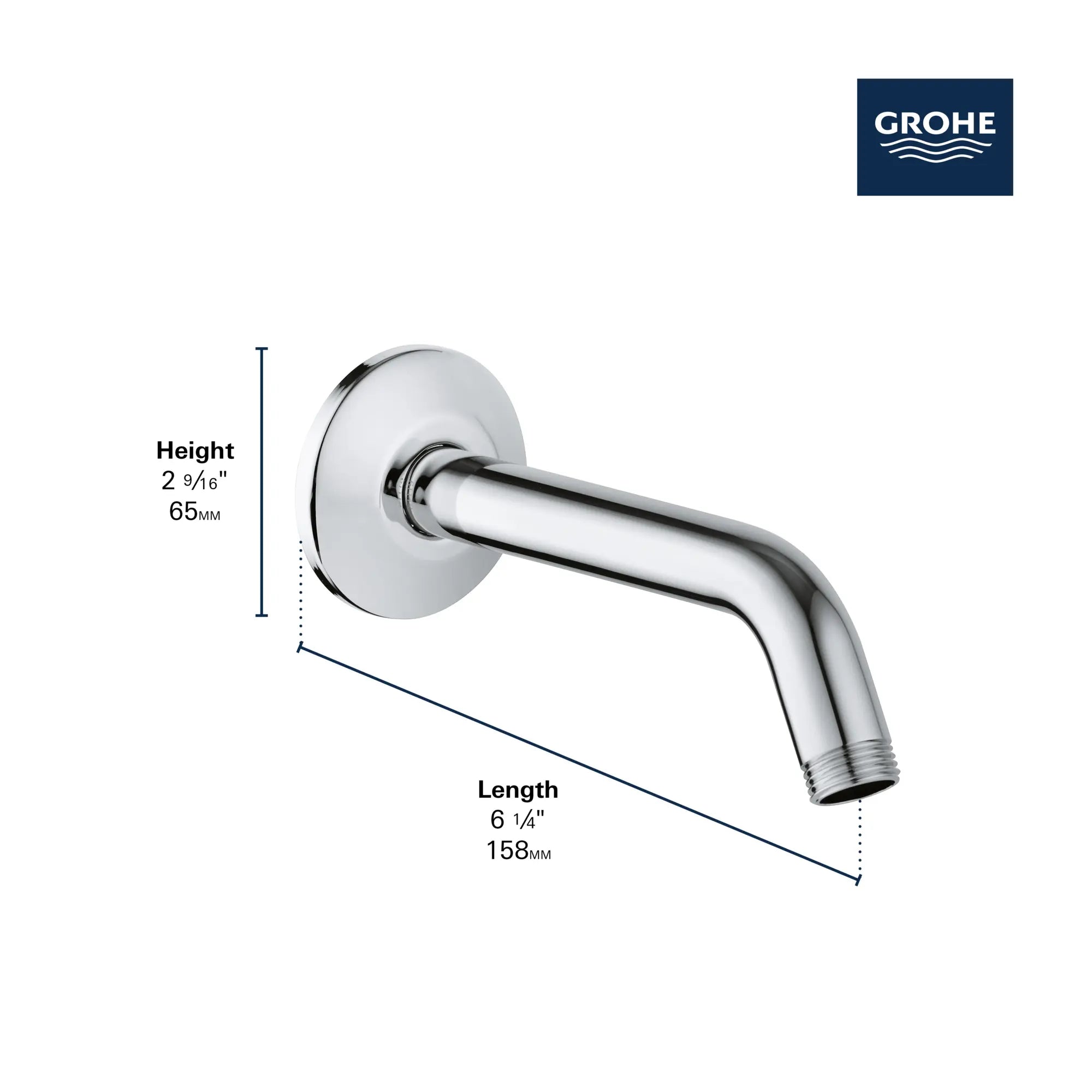 Bras de douche de 6¼ po // CHROME STARLIGHT GROHE // 246523_Relexa_Infographic_27412_0001_JUN2024_CDNwebp.webp